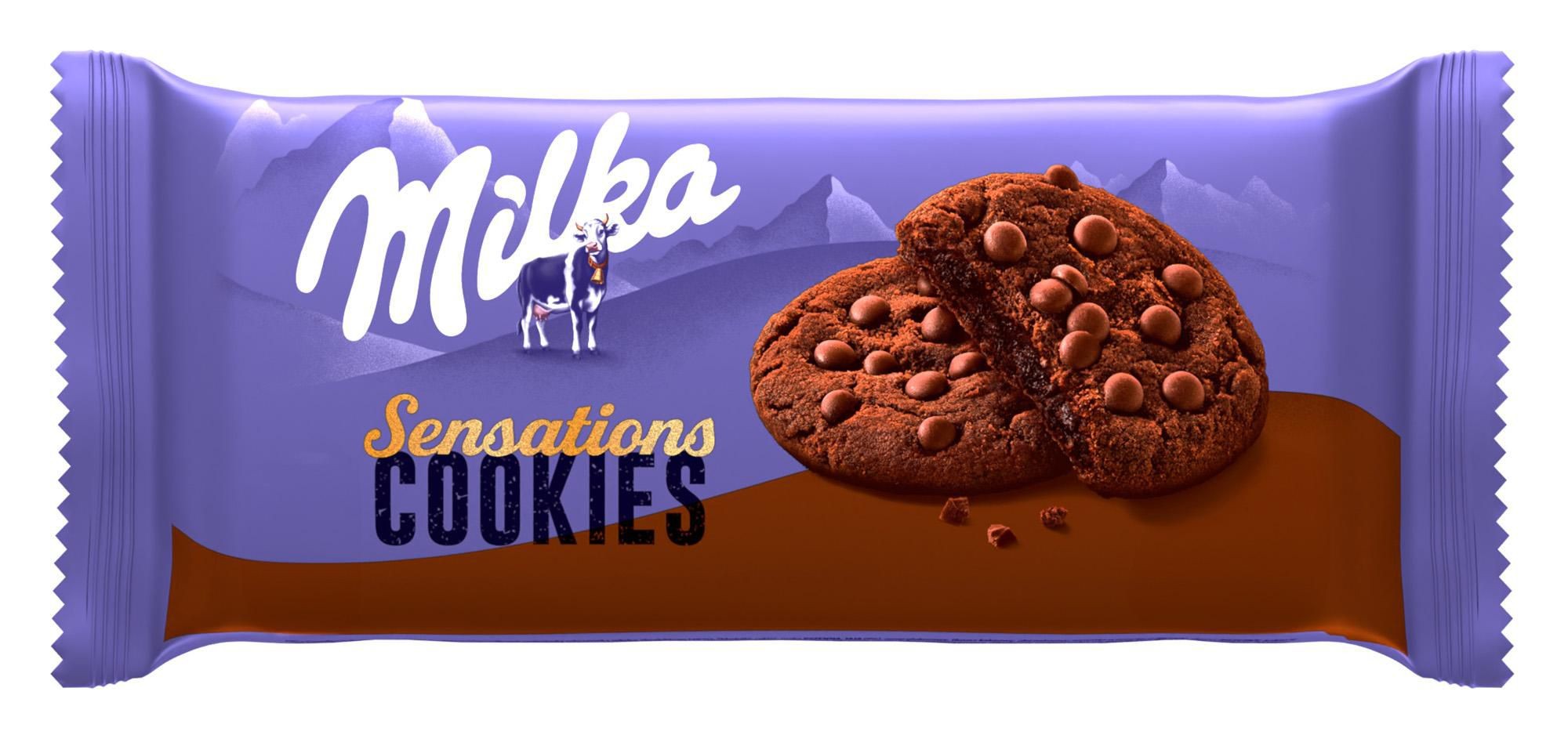 Trvanlivé potraviny - Milka sušenky kakaové Cookie Sensations s kousky čokolády 156g