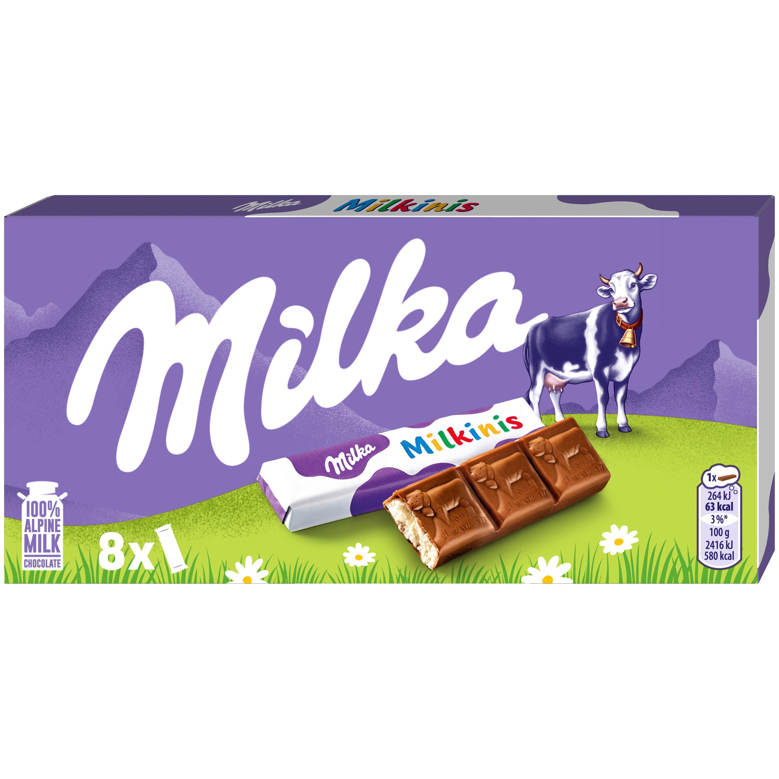 Trvanlivé potraviny - Milka tyčinky Milkinis s mléčnou náplní 87,5 g