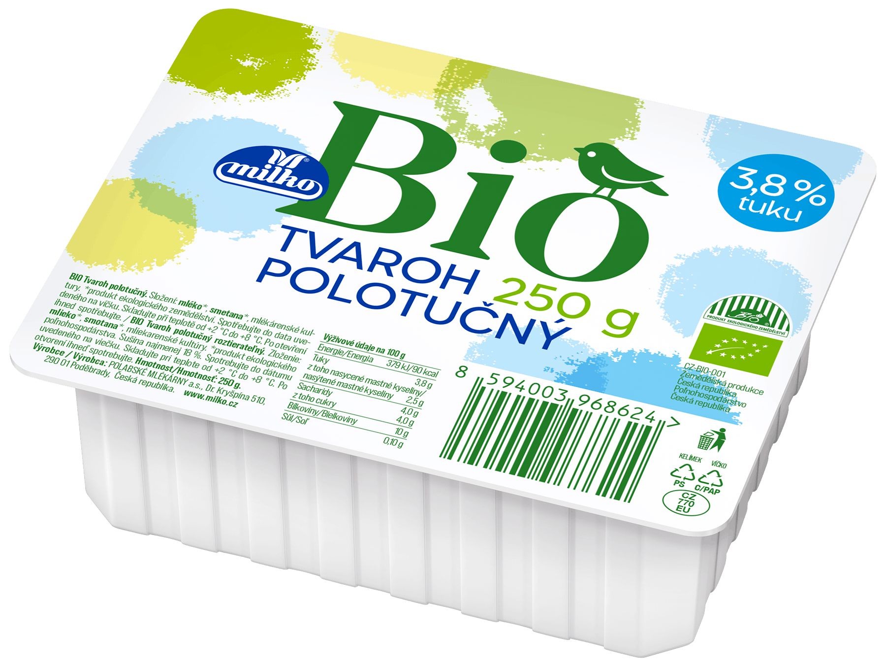 Milko Bio Tvaroh polotučný 250g-0