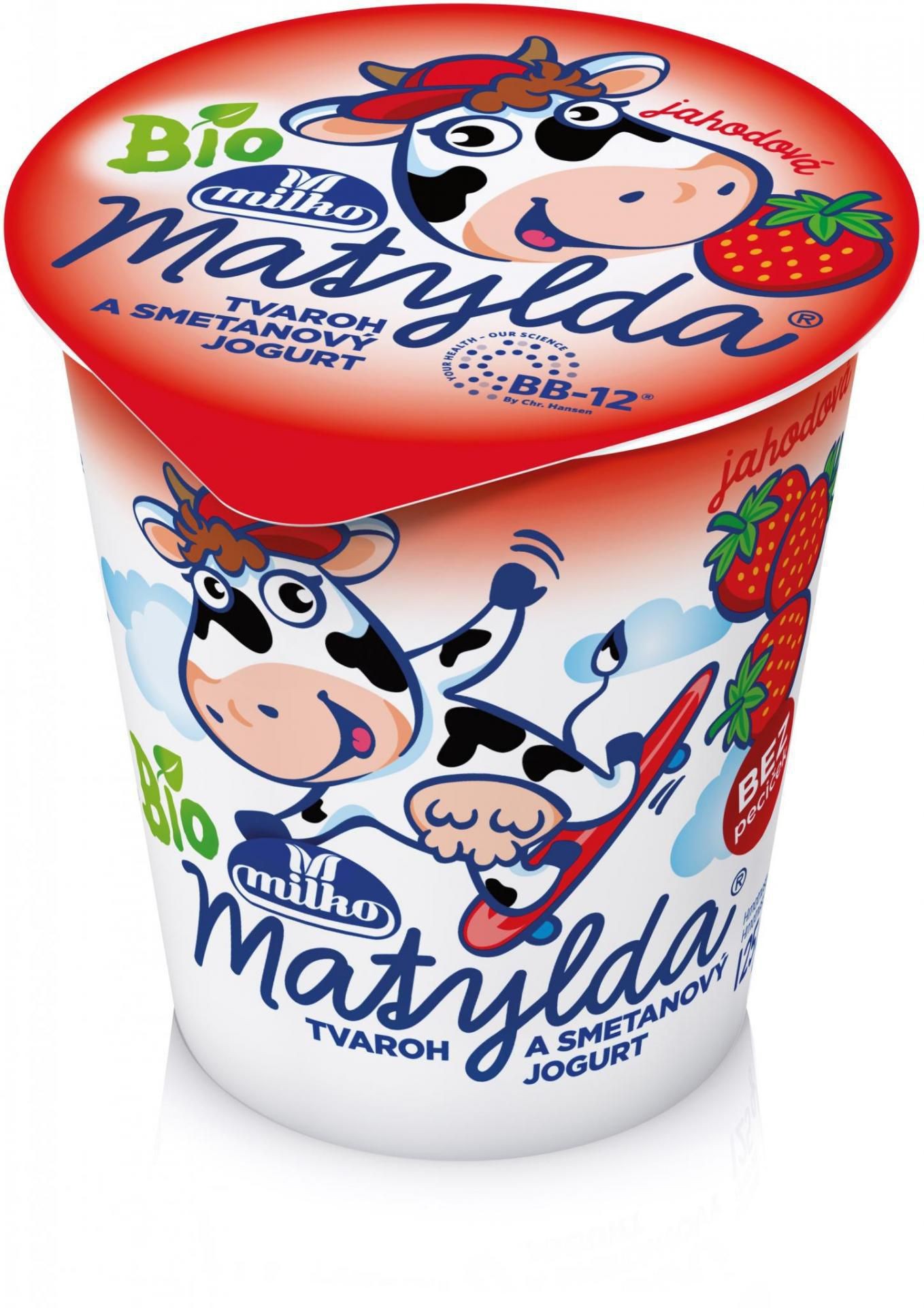 Mléčné a chlazené - Milko Matylda Jahodová BIO tvaroh a smetanový jogurt 125g