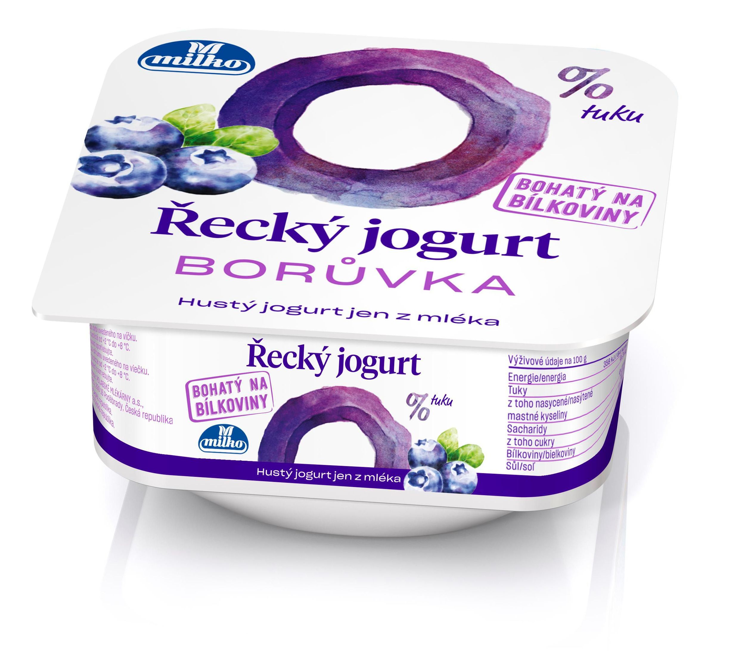 Mléčné a chlazené - Milko Řecký jogurt 0% borůvka 140 g
