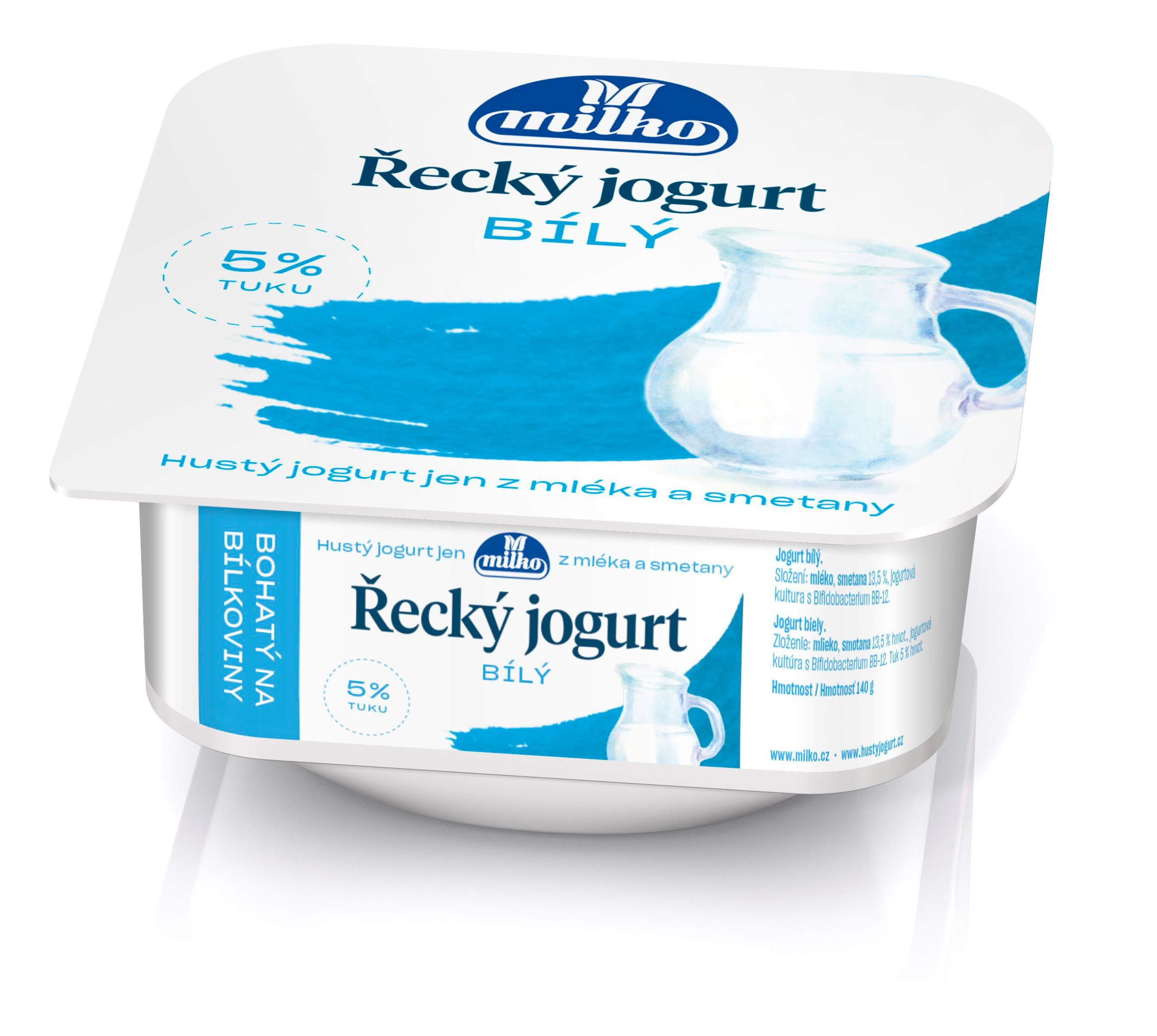 Mléčné a chlazené - Milko Řecký jogurt 5% bílý 140 g