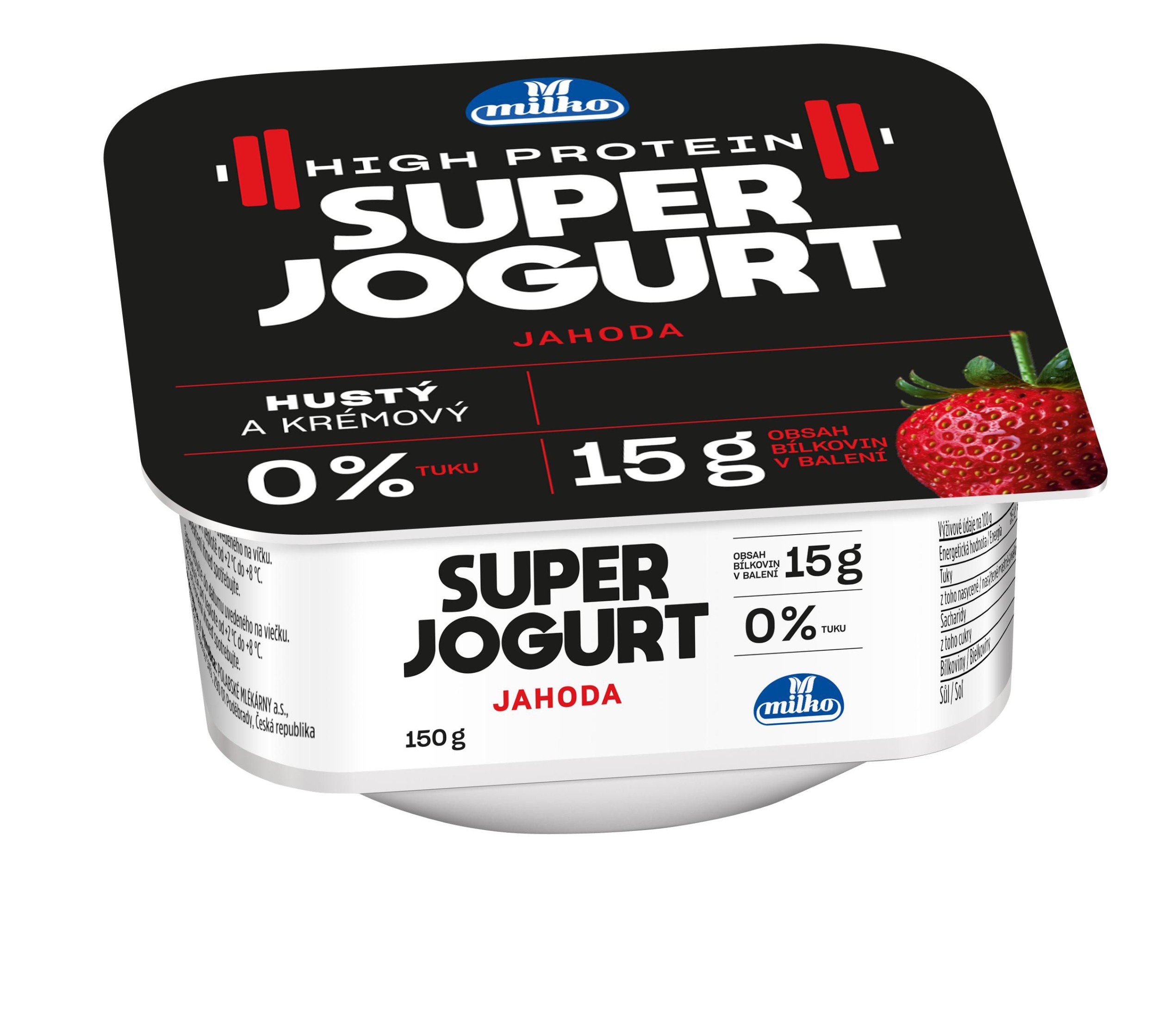 Mléčné a chlazené - Milko Super jogurt jahoda 150g 0% tuku