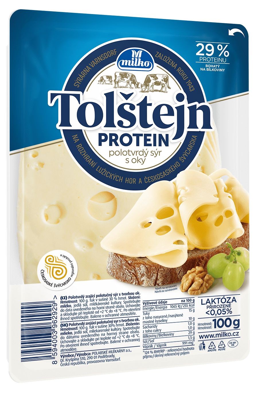 Mléčné a chlazené - Milko Tolštejn Protein 30% plátky 100g