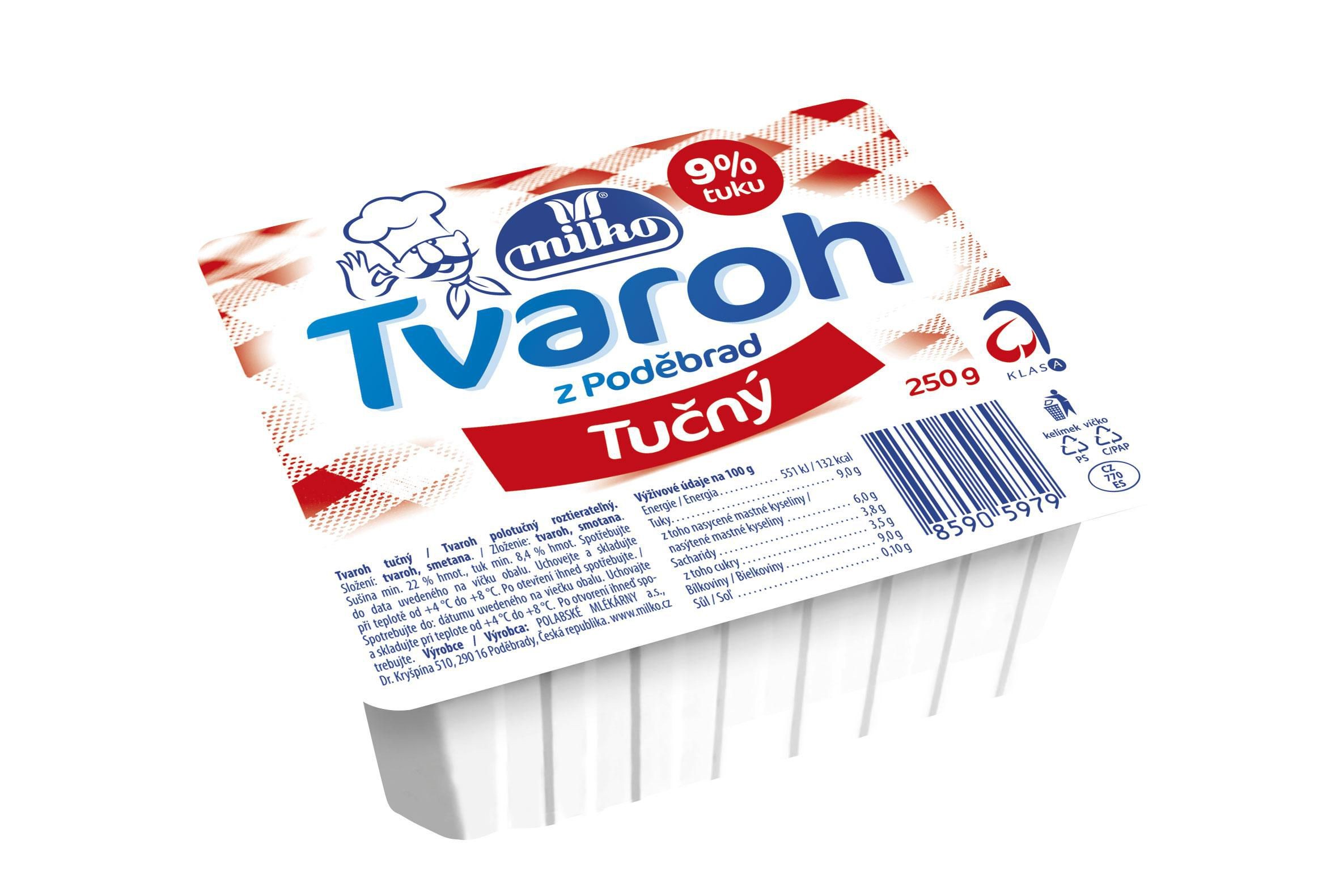 Mléčné a chlazené - Milko Tvaroh z Poděbrad tučný 250 g