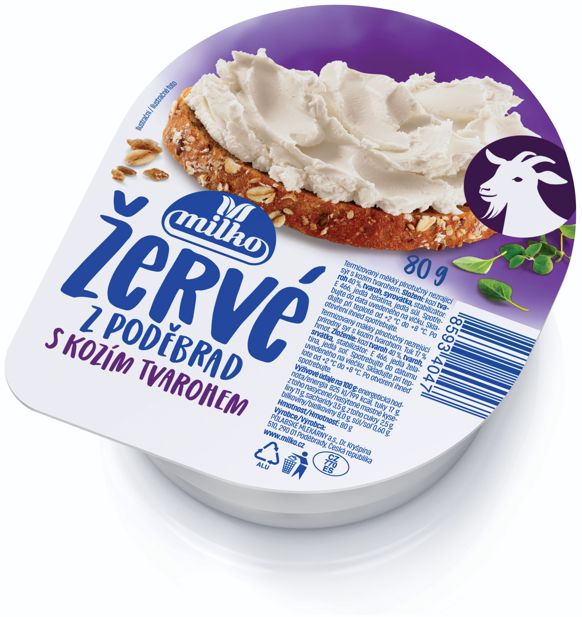 Mléčné a chlazené - Milko Žervé z Poděbrad s kozím tvarohem 80 g