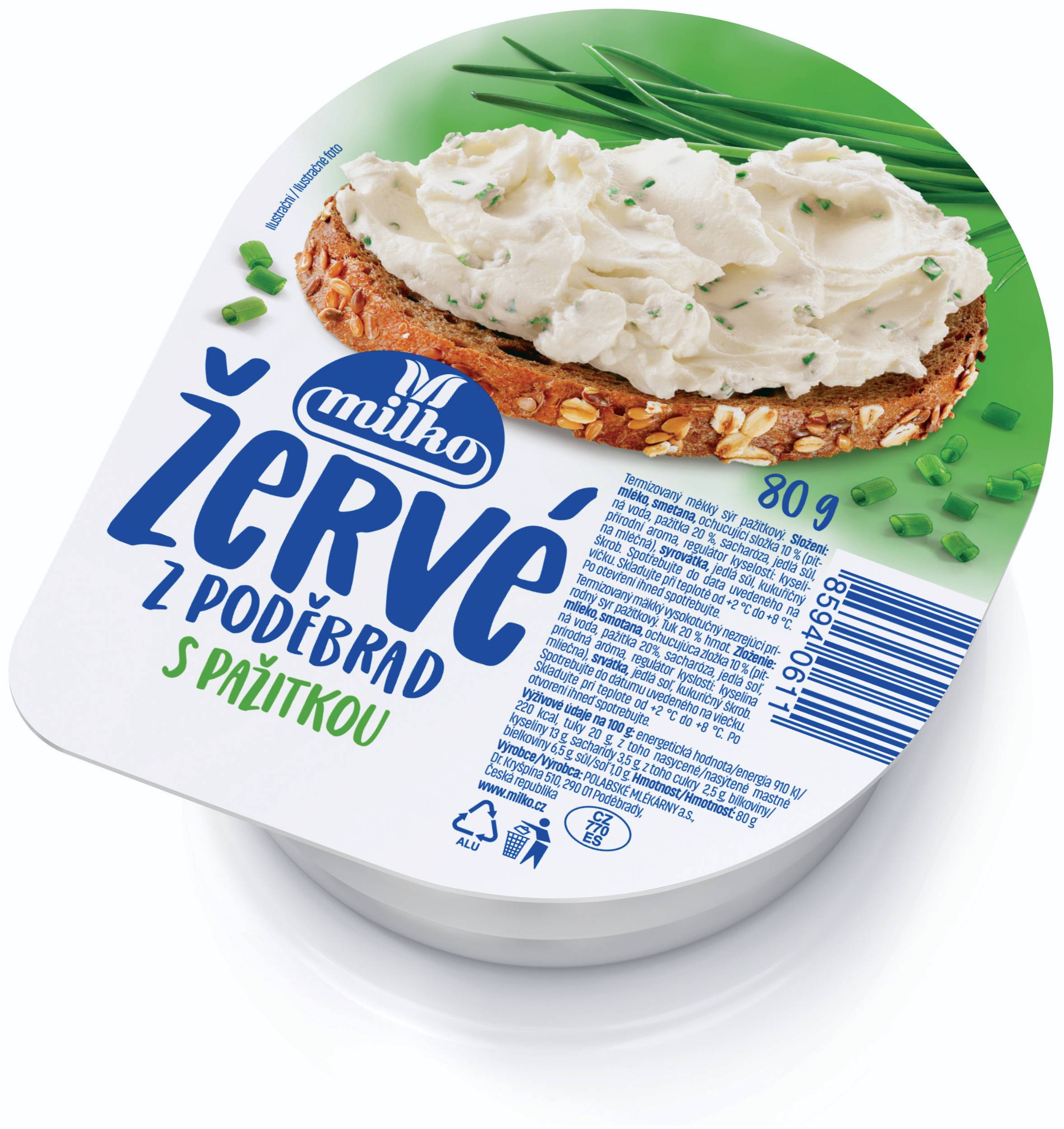 Mléčné a chlazené - Milko Žervé z Poděbrad s pažitkou 80 g