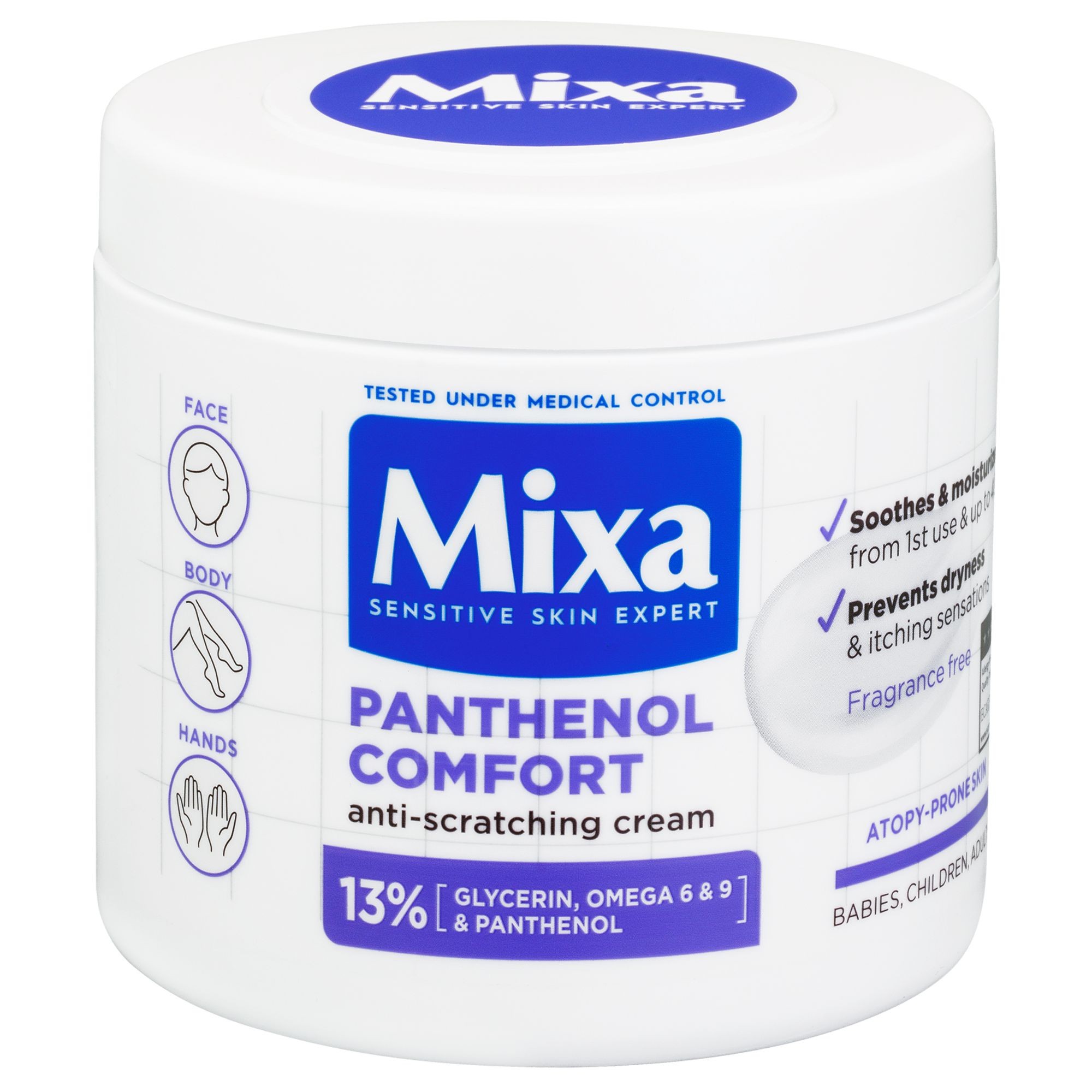 Drogerie a kosmetika - Mixa tělový krém Panthenol Comfort 400 ml