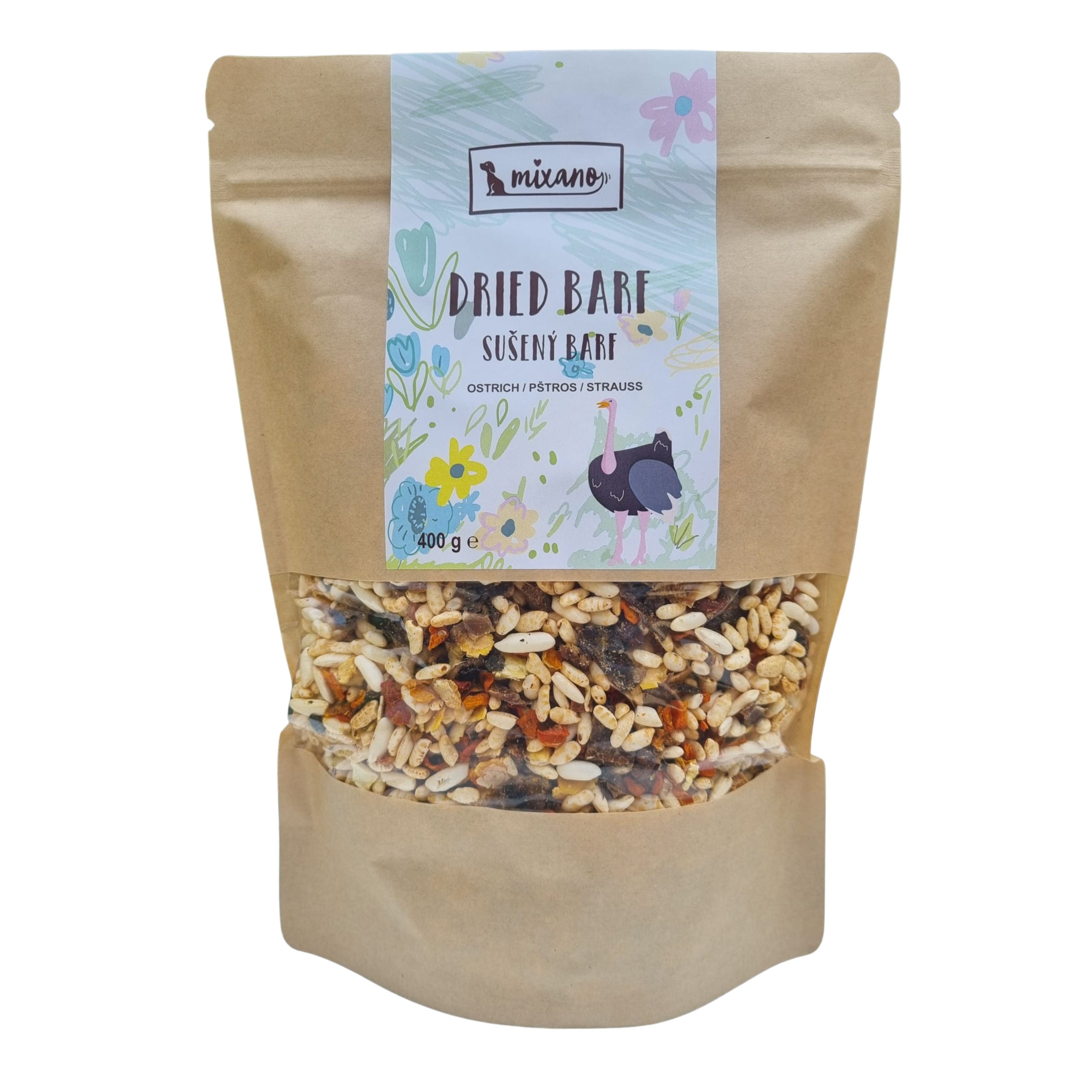 Mixáno pštrosí barf sušený 400g-0