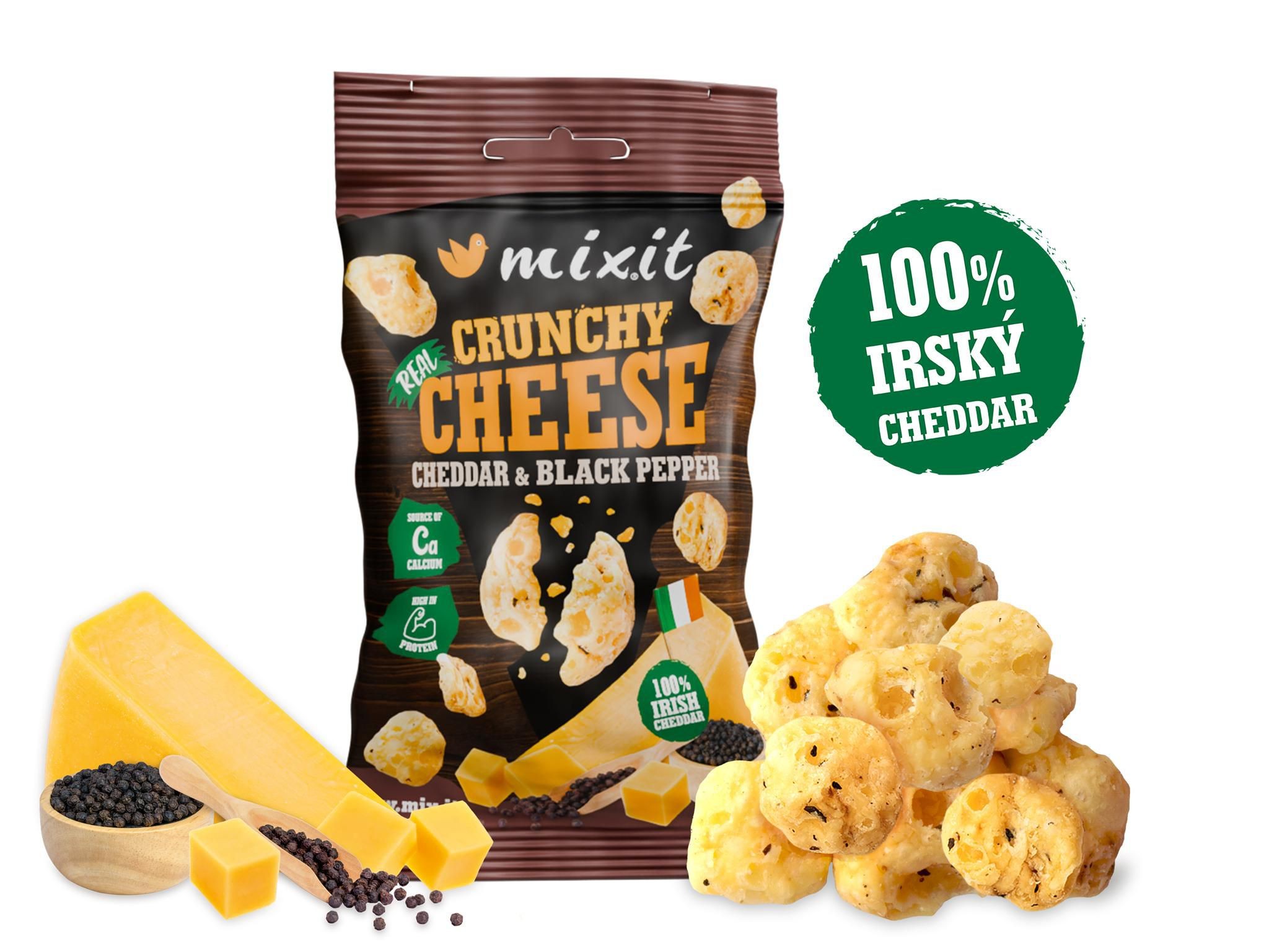 Trvanlivé potraviny - Mixit Křupavý sýr do kapsy - Irský cheddar & černý pepř 20g