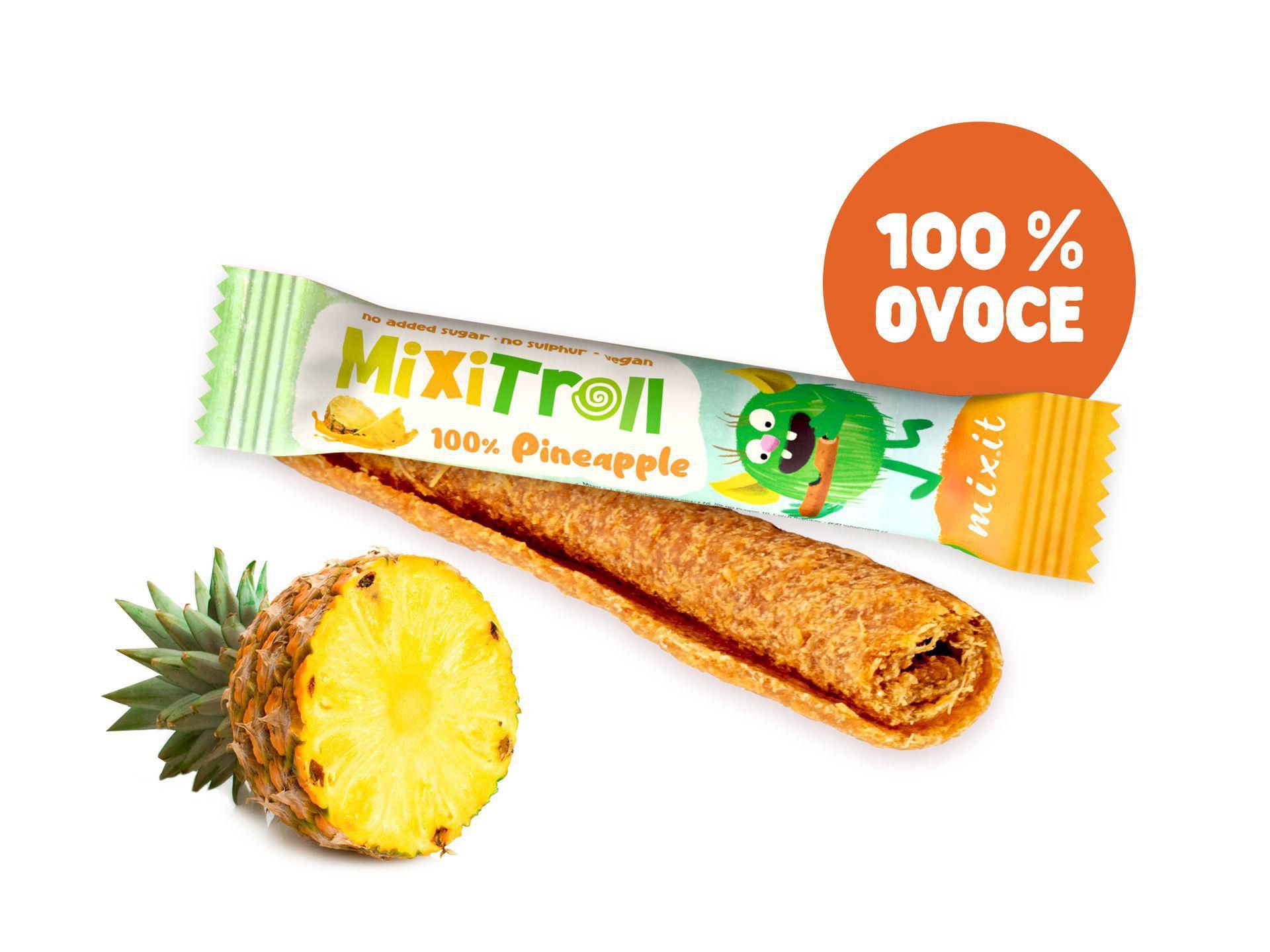 Trvanlivé potraviny - Mixit Ovocná rolka MixiTroll – 100 % Ananas 20g