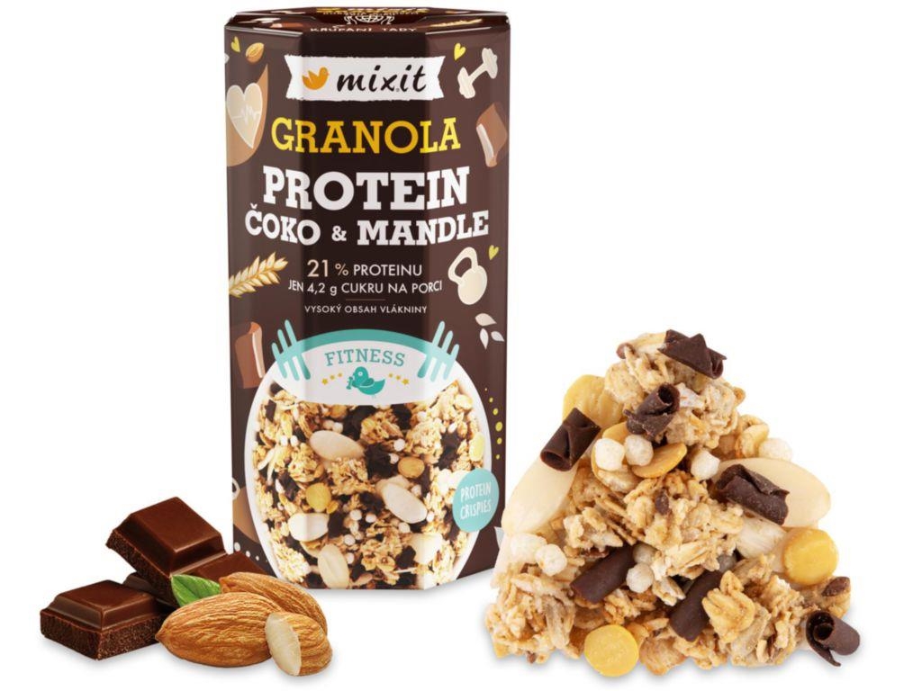 Trvanlivé potraviny - Mixit Proteinová granola - čoko & mandle 450g