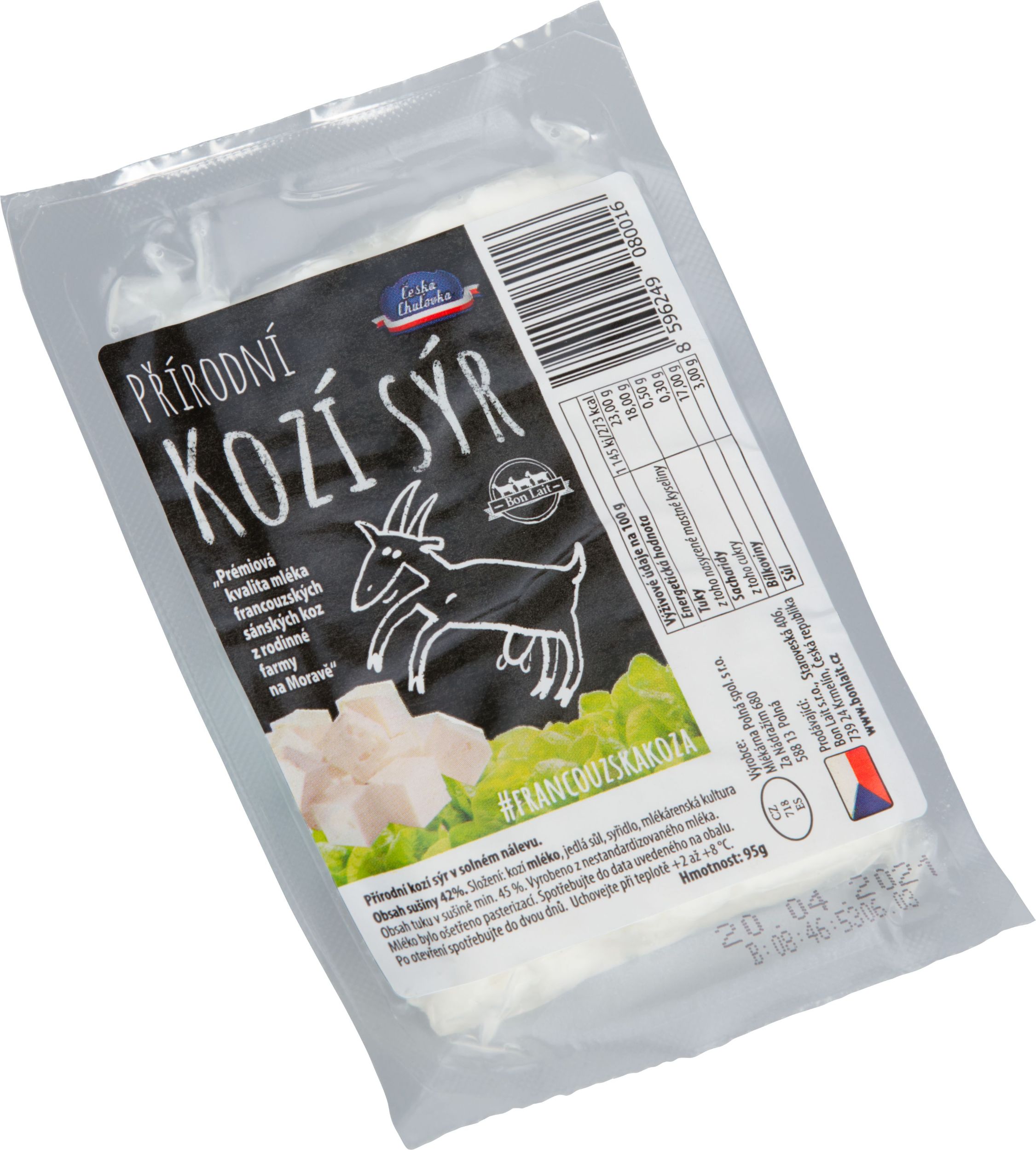 Mléčné a chlazené - Mlékárna Polná Bon Lait Přírodní kozí sýr v solném nálevu 95g