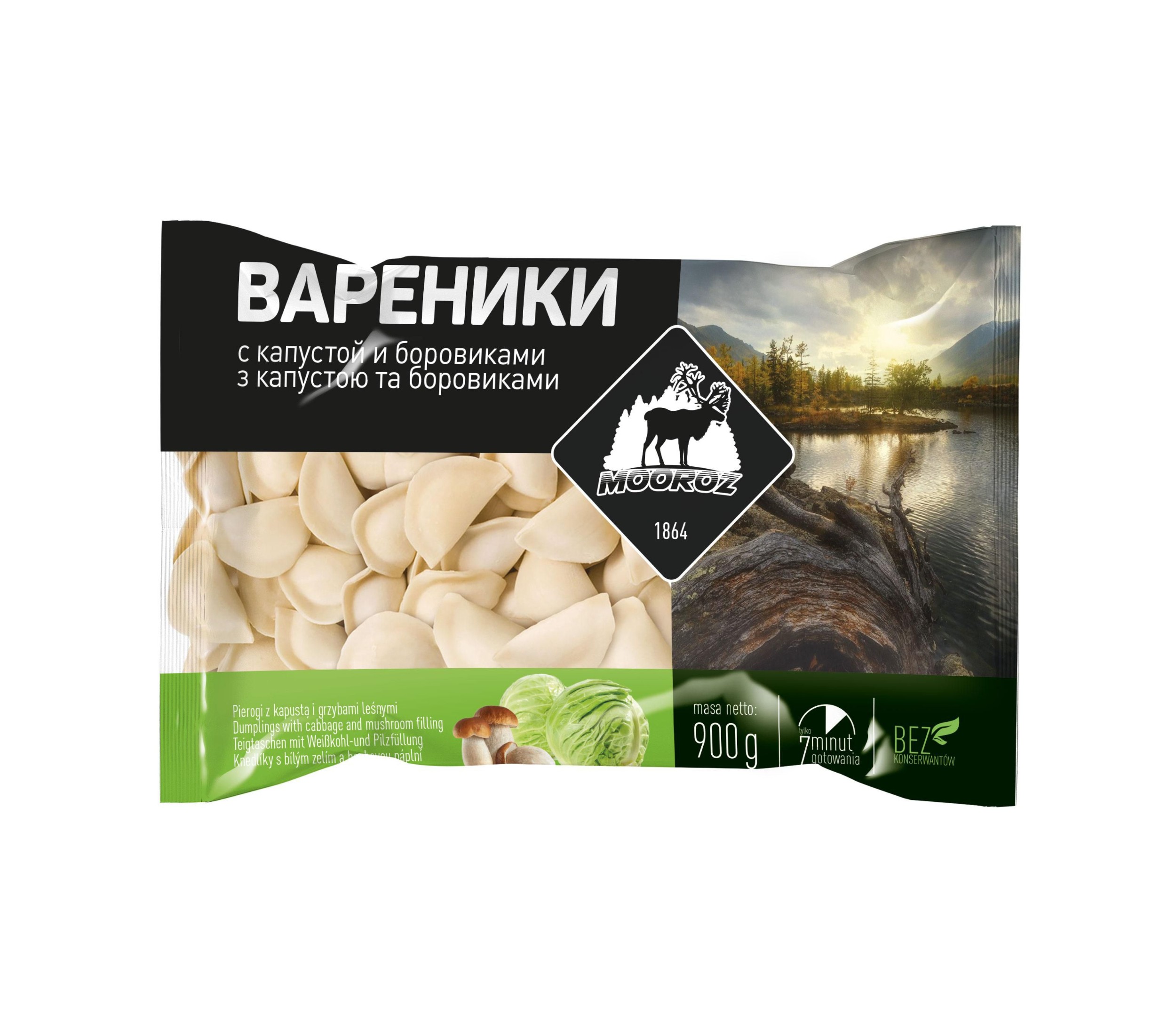 Mražené potraviny - Mooroz Vareniky se zelím a houbami mražené 900g