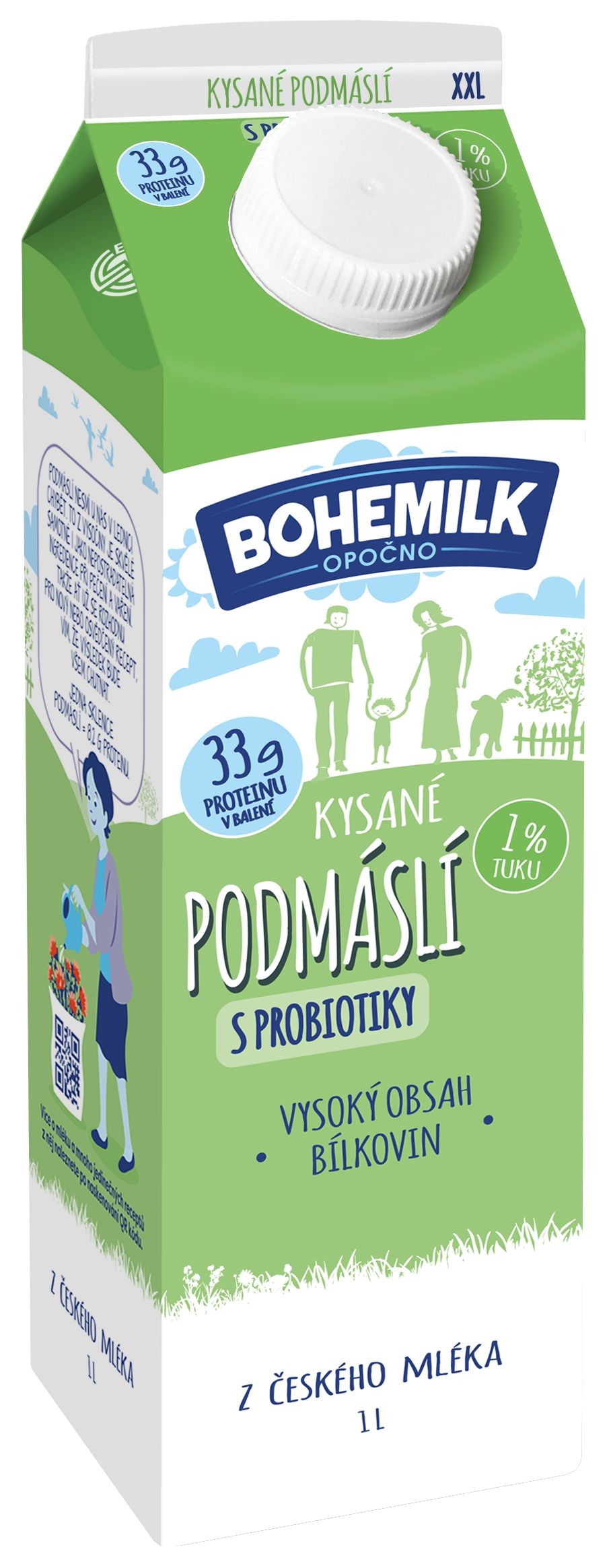 Mléčné a chlazené - Moravia Lacto Podmáslí Elopak 1% 1 l