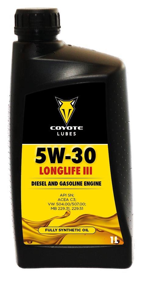 Auto-moto - Motorový olej Coyote Lubes 5W-30 Longlife III 1 l