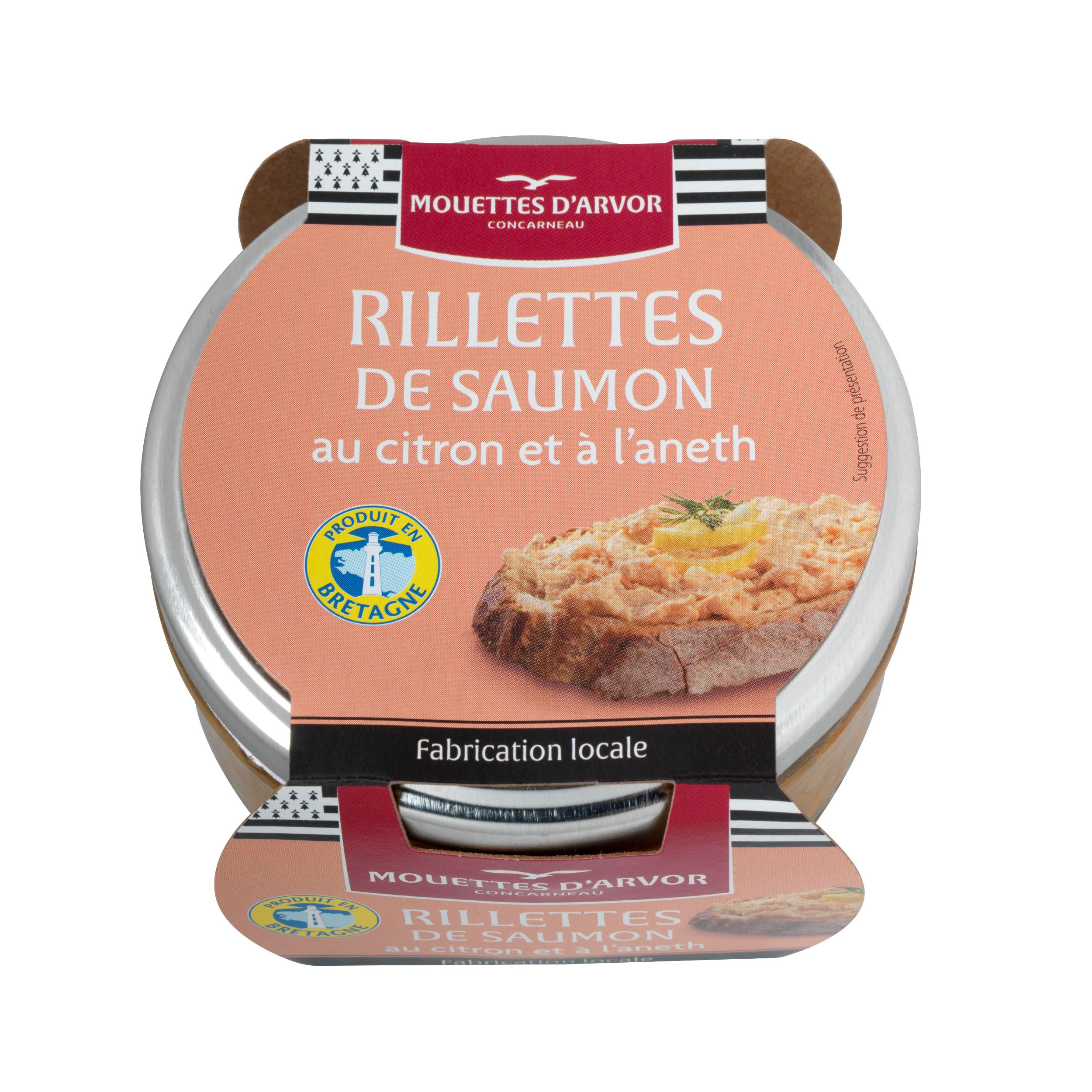 Trvanlivé potraviny - Mouettes d'Arvor salmon rillettes with lemon and dill, Lososová pomazánka s citrónem a koprem 125g