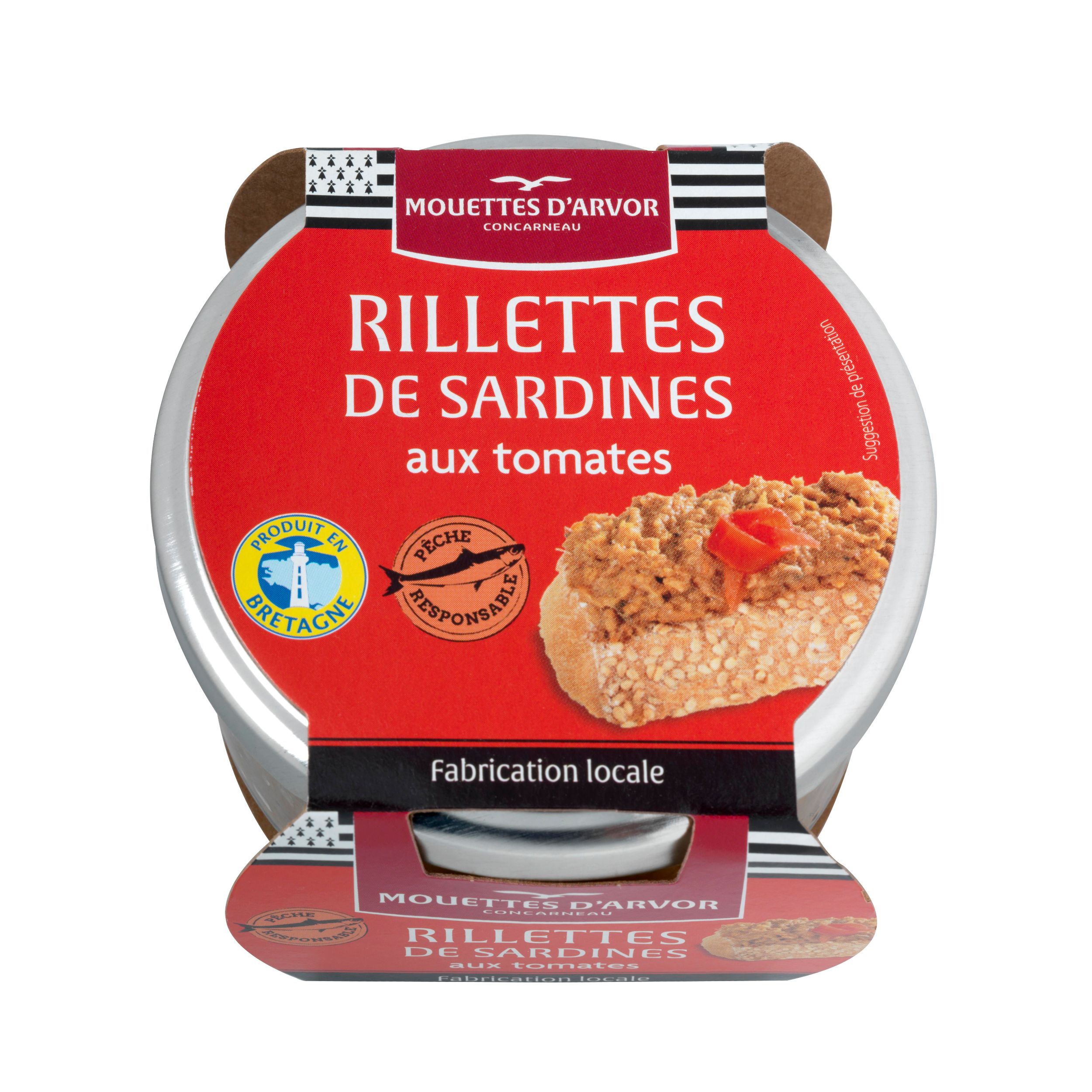 Trvanlivé potraviny - Mouettes d'Arvor Sardinková pomazánka s rajčaty 125 g