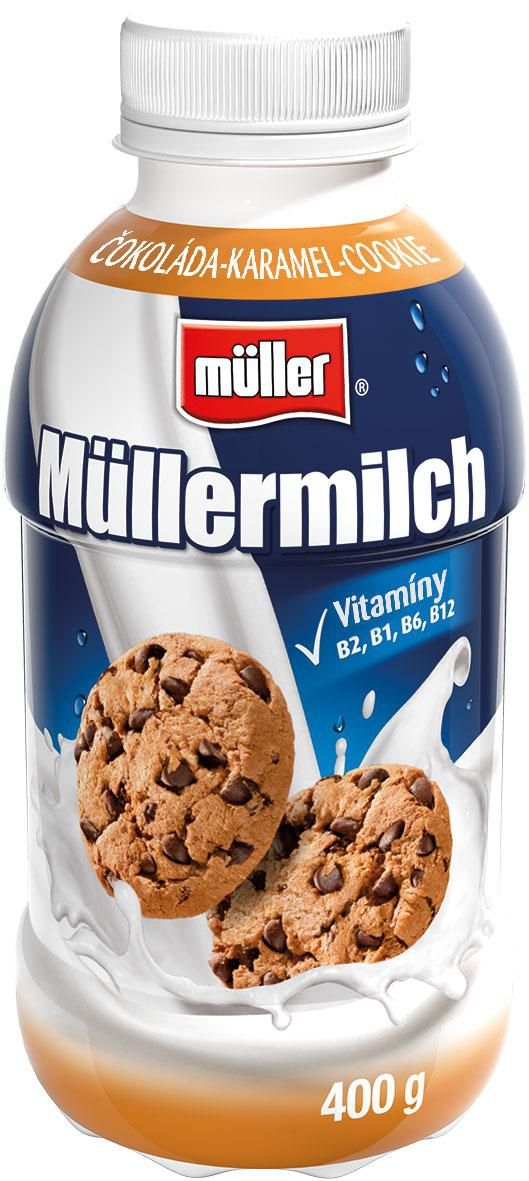 Mléčné a chlazené - Müller Müllermilch Mléčný nápoj s příchutí cookie-čokoláda-karamel 400g