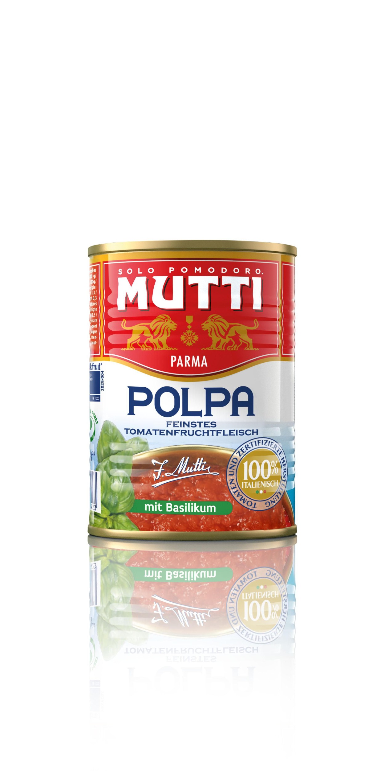 Trvanlivé potraviny - Mutti Jemně krájená rajčata s bazalkou 400 g