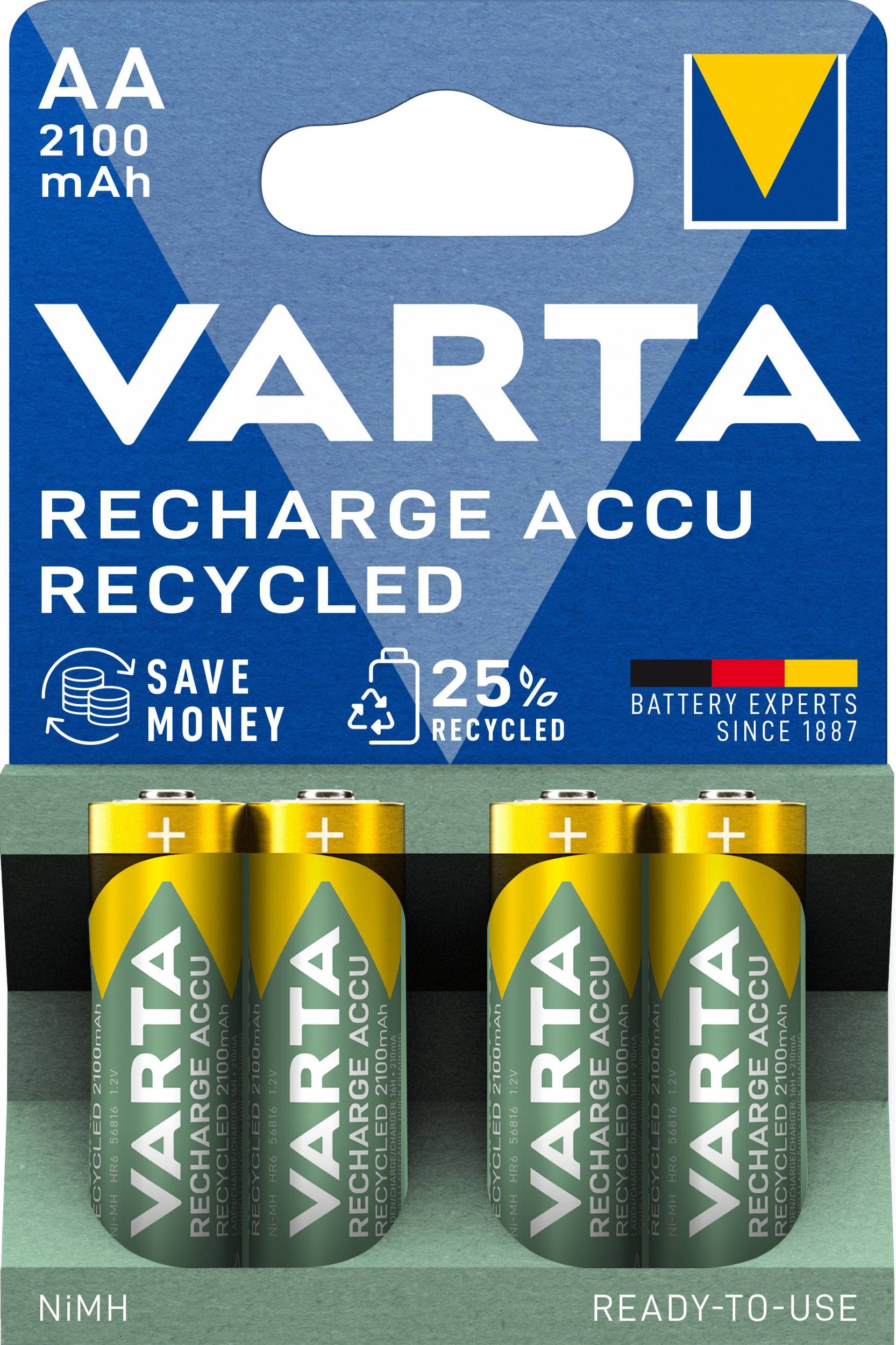 Elektro - Nabíjecí baterie VARTA Recharge Accu Recycled 4ks AA 2100 mAh R2U