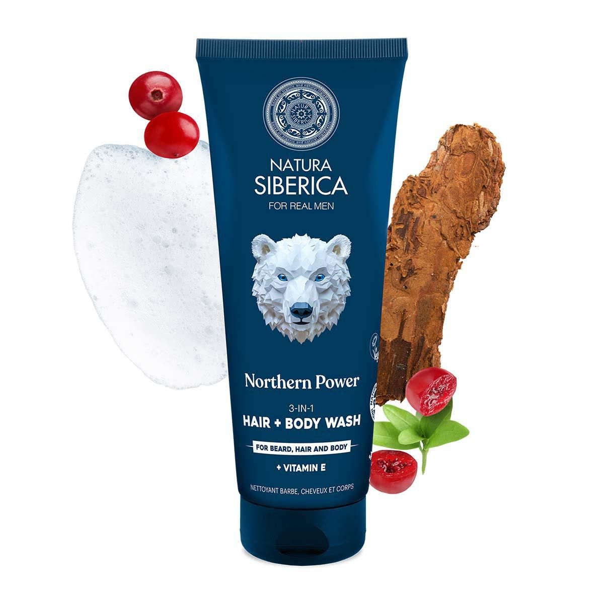 Drogerie a kosmetika - Natura Siberica Arctic Wild Mycí gel 3v1 na vlasy, tělo a vousy Severní síla 200 ml
