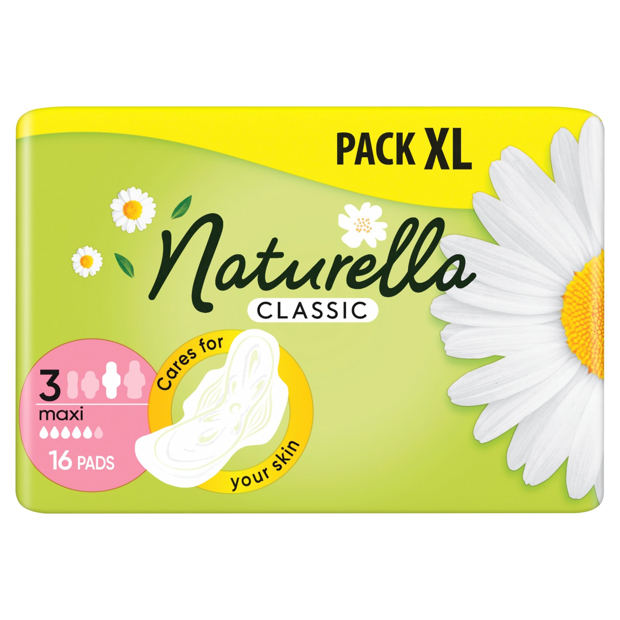Drogerie a kosmetika - Naturella Classic Maxi Hygienické vložky s vůní heřmánku s křidélky 16 ks