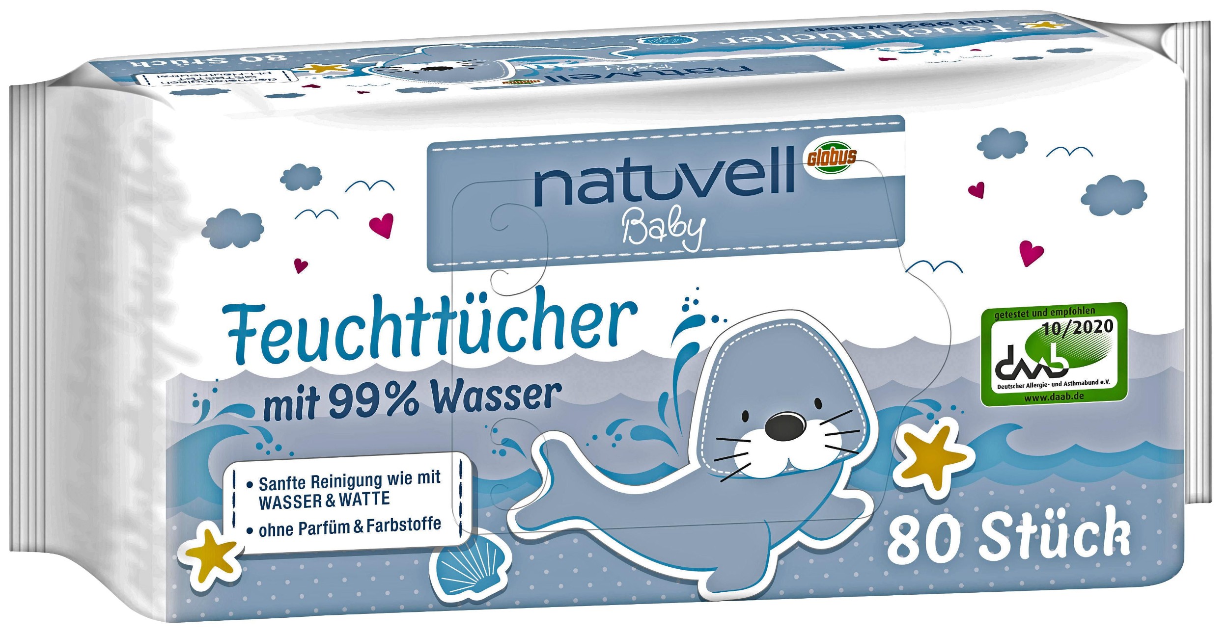 Svět dětí - Natuvell dětské vlhčené ubrousky s 99 % vody 80 ks