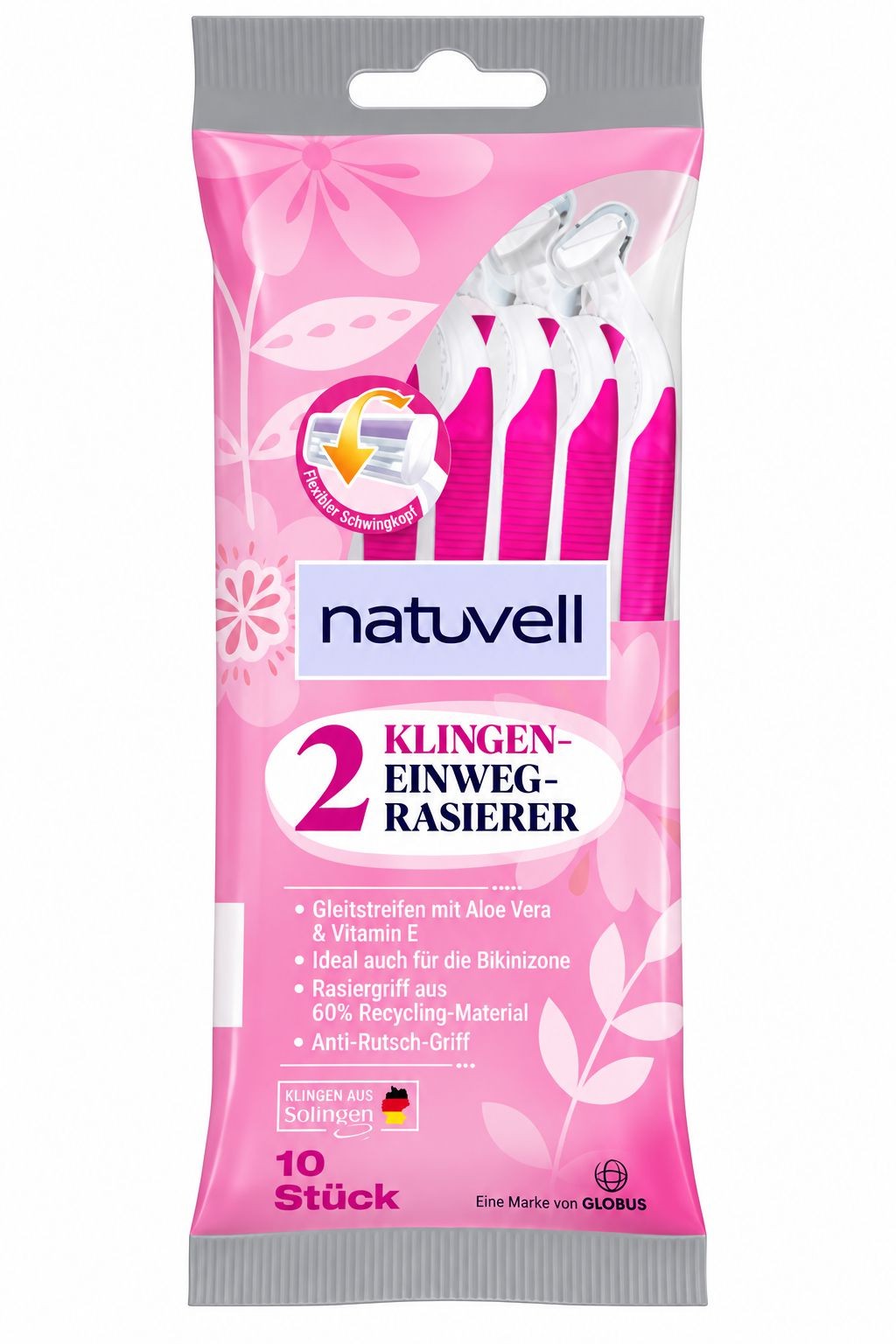 Drogerie a kosmetika - Natuvell Holící strojek dámský 2 břity 10 ks