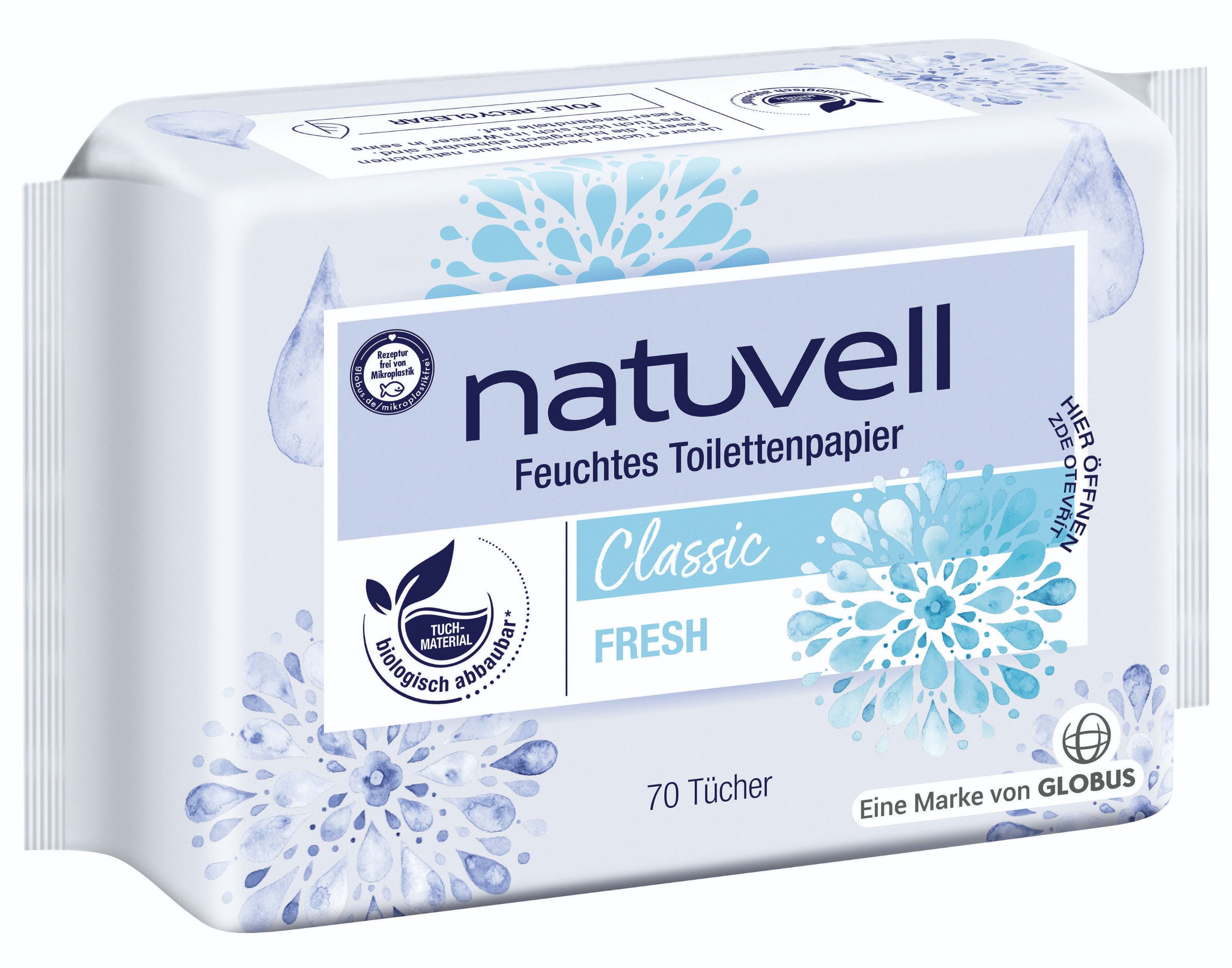 Drogerie a kosmetika - Natuvell Vlhčený toaletní papír Classic Fresh 70ks