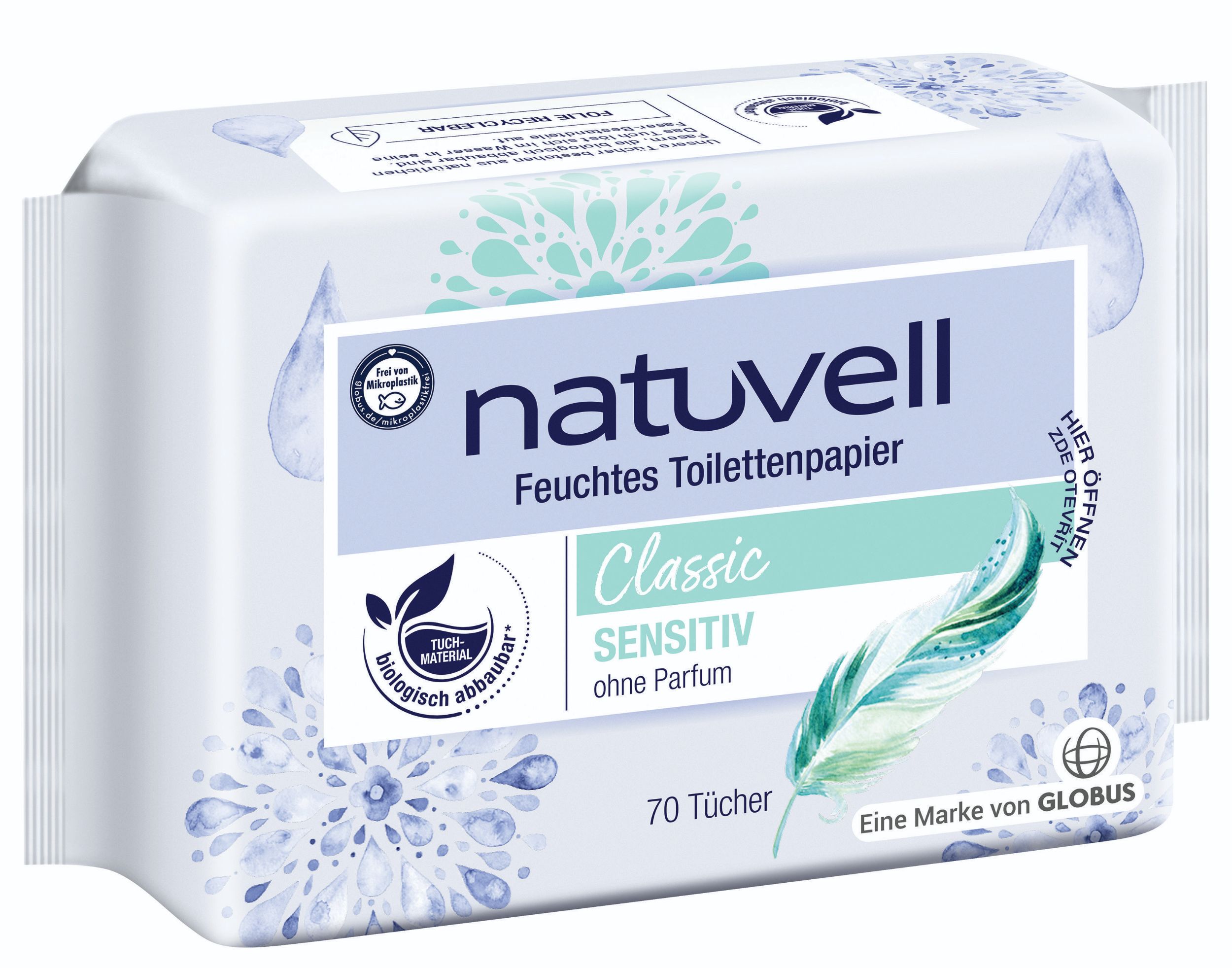 Drogerie a kosmetika - Natuvell Vlhčený toaletní papír Classic Sensitiv 70ks