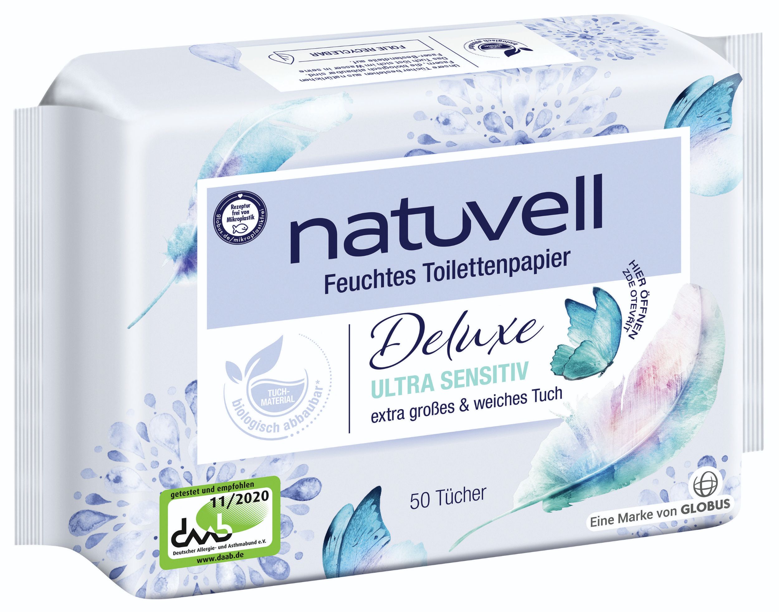 Drogerie a kosmetika - Natuvell Vlhčený toaletní papír Ultra Sensitive 50 ks