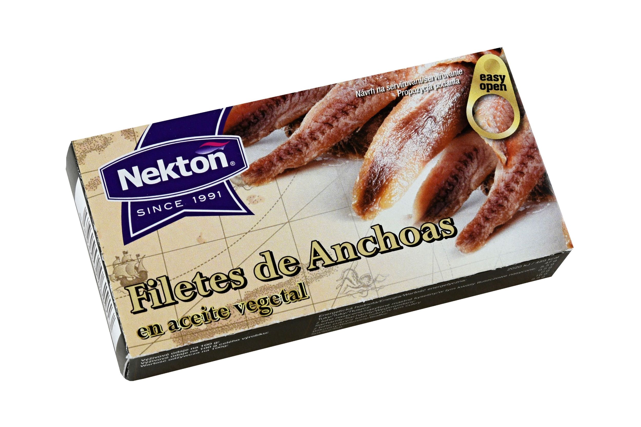 Trvanlivé potraviny - Nekton Filety z ančoviček v rostlinném oleji 45g