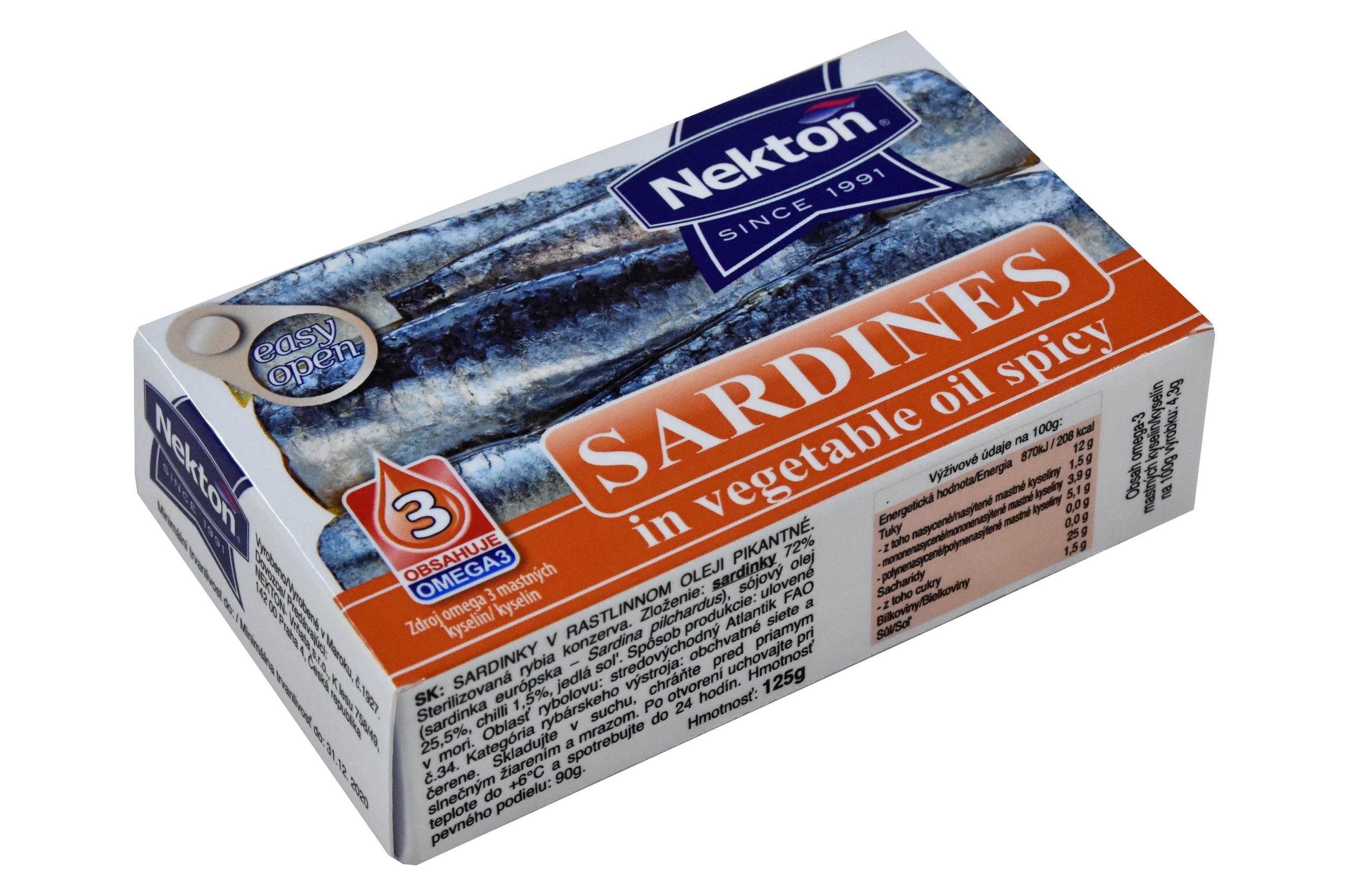 Trvanlivé potraviny - Nekton Jadran Sardinky v rostlinném oleji pikantní 125 g