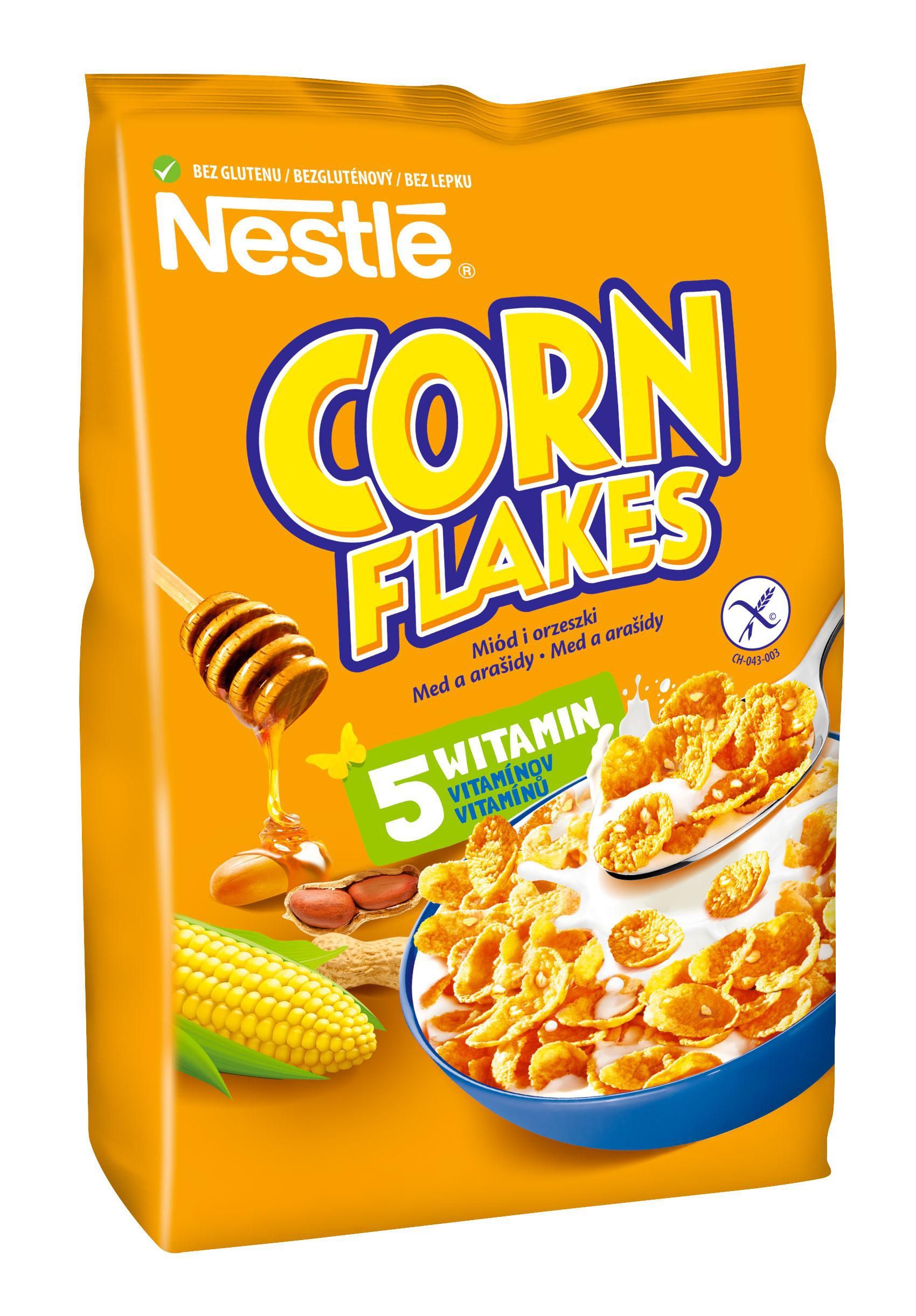 Trvanlivé potraviny - Nestlé Corn Flakes Med a arašídy 400 g