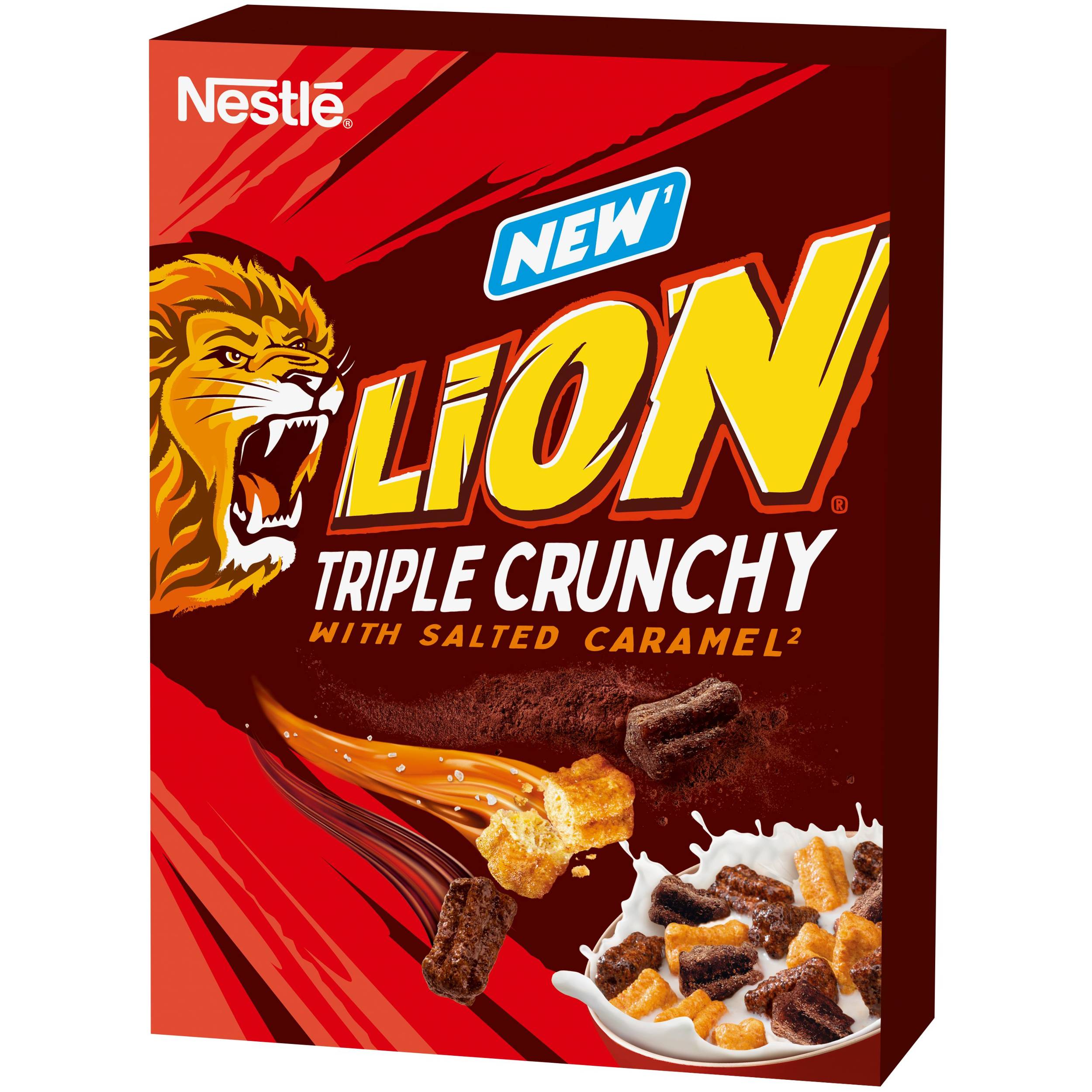 Trvanlivé potraviny - Nestlé Lion triple crunchy cereálie se slaným karamelem 300g