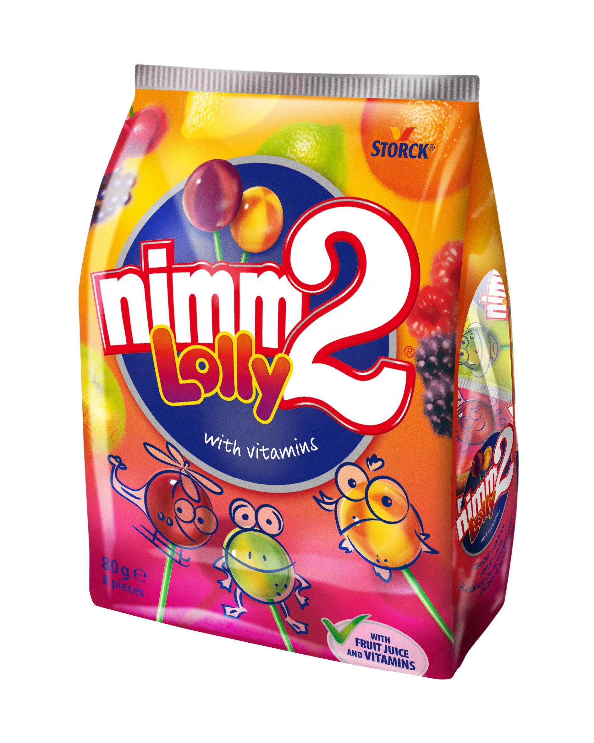 Trvanlivé potraviny - Nimm2 Lolly lízátka s ovocnou příchutí 8ks 80 g