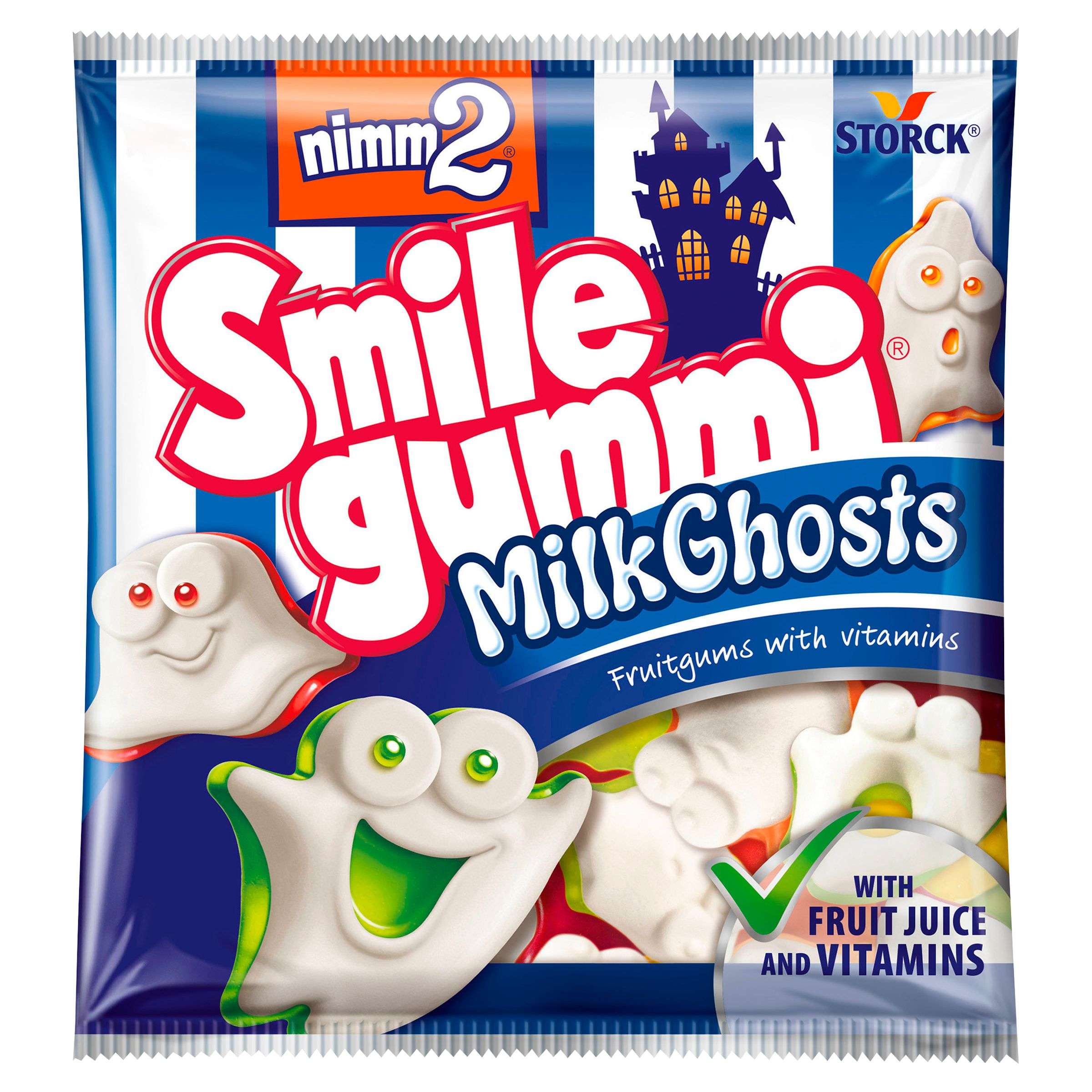 Trvanlivé potraviny - nimm2 Smilegummi Milk Ghosts ovocné želé s odstředěným mlékem a vitaminy 90g