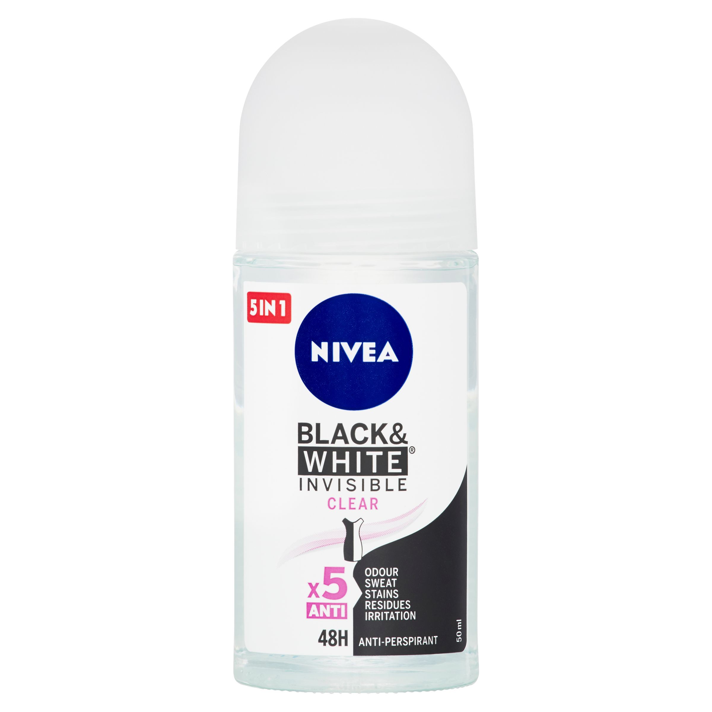 Drogerie a kosmetika - Nivea Invisible Black & White Clear kuličkový antiperspirant 50 ml
