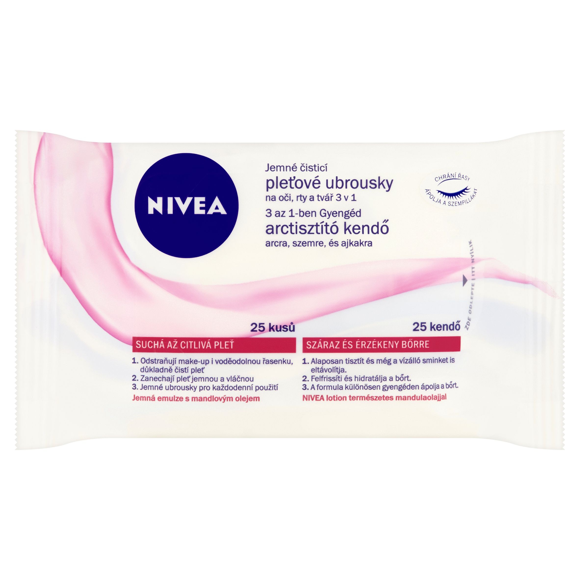 Drogerie a kosmetika - Nivea Jemné čisticí pleťové ubrousky 3v1 25 ks