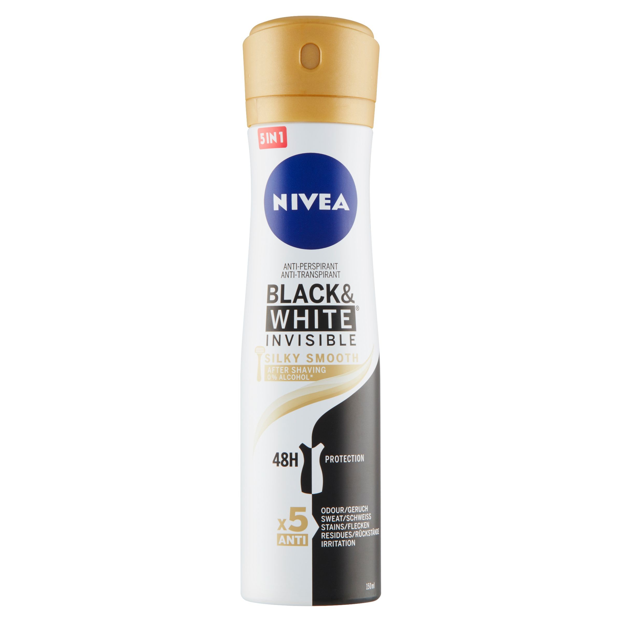 Drogerie a kosmetika - Nivea Sprej antiperspirant Black&White Invisible Silky Smooth 150 ml