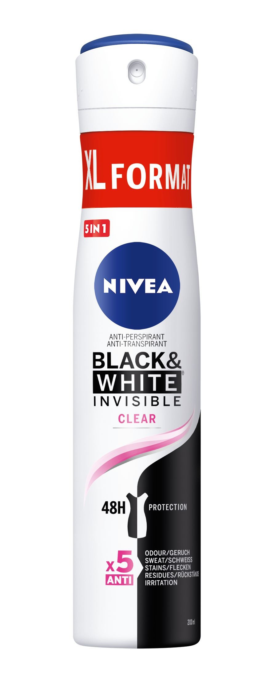 Drogerie a kosmetika - Nivea Sprej Antiperspirant Invisible For B&W Clear 200 ml