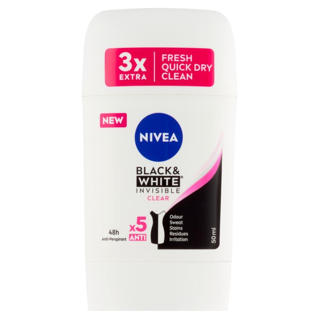 Drogerie a kosmetika - Nivea Tuhý Antiperspirant B&W Invisible Clear 50 ml