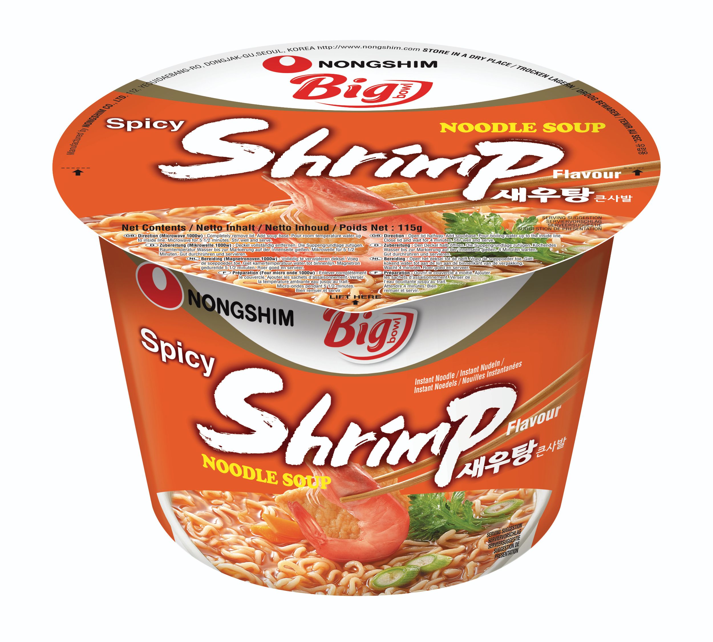 Trvanlivé potraviny - Nongshim Big Bowl Shrimp Flavour 115g