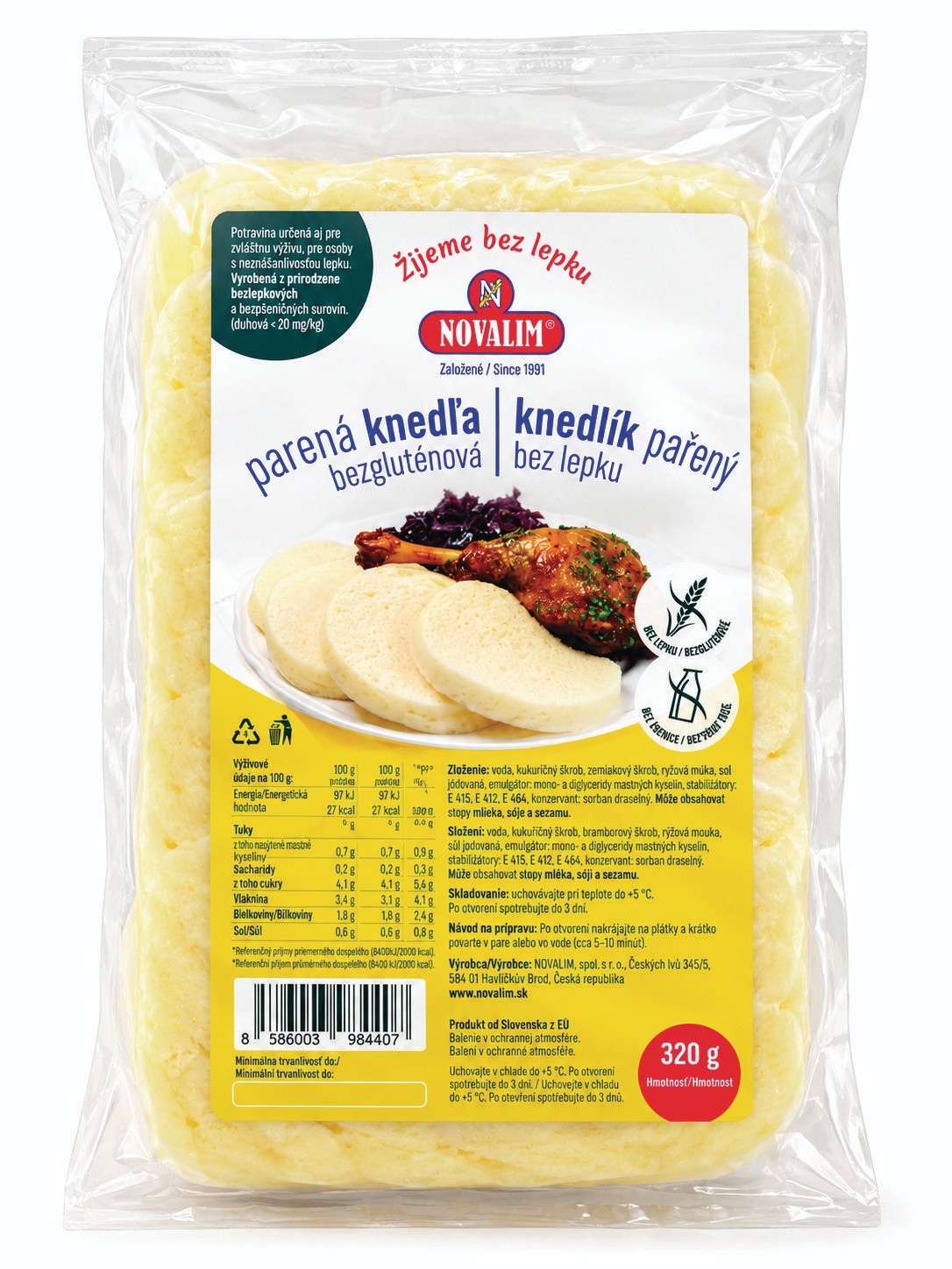 Zdravý svět - Novalim Knedlík vařený v páře  bez lepku 320g