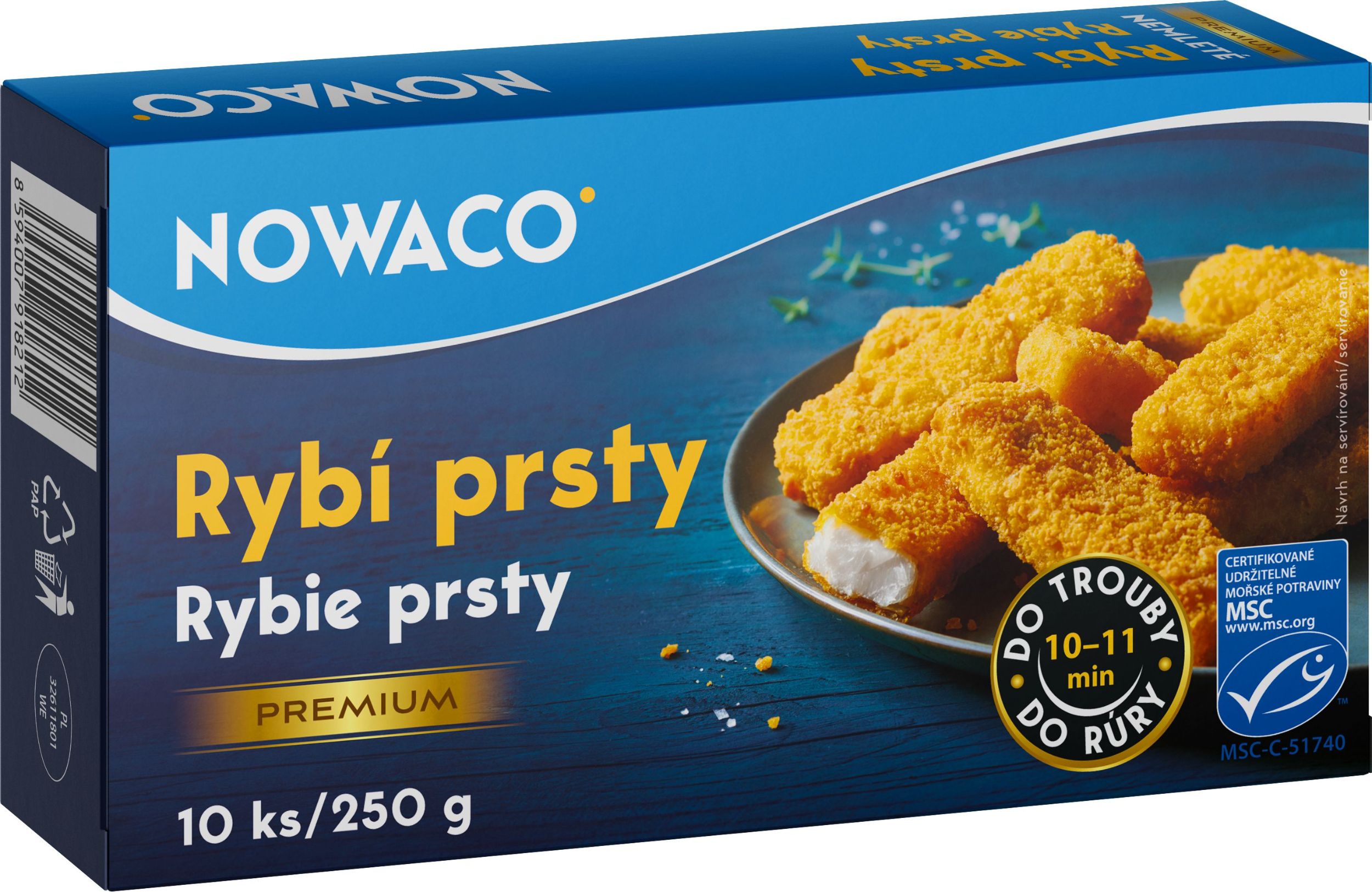 Mražené potraviny - Nowaco Exclusive nemleté rybí prsty 10ks mražené 250 g