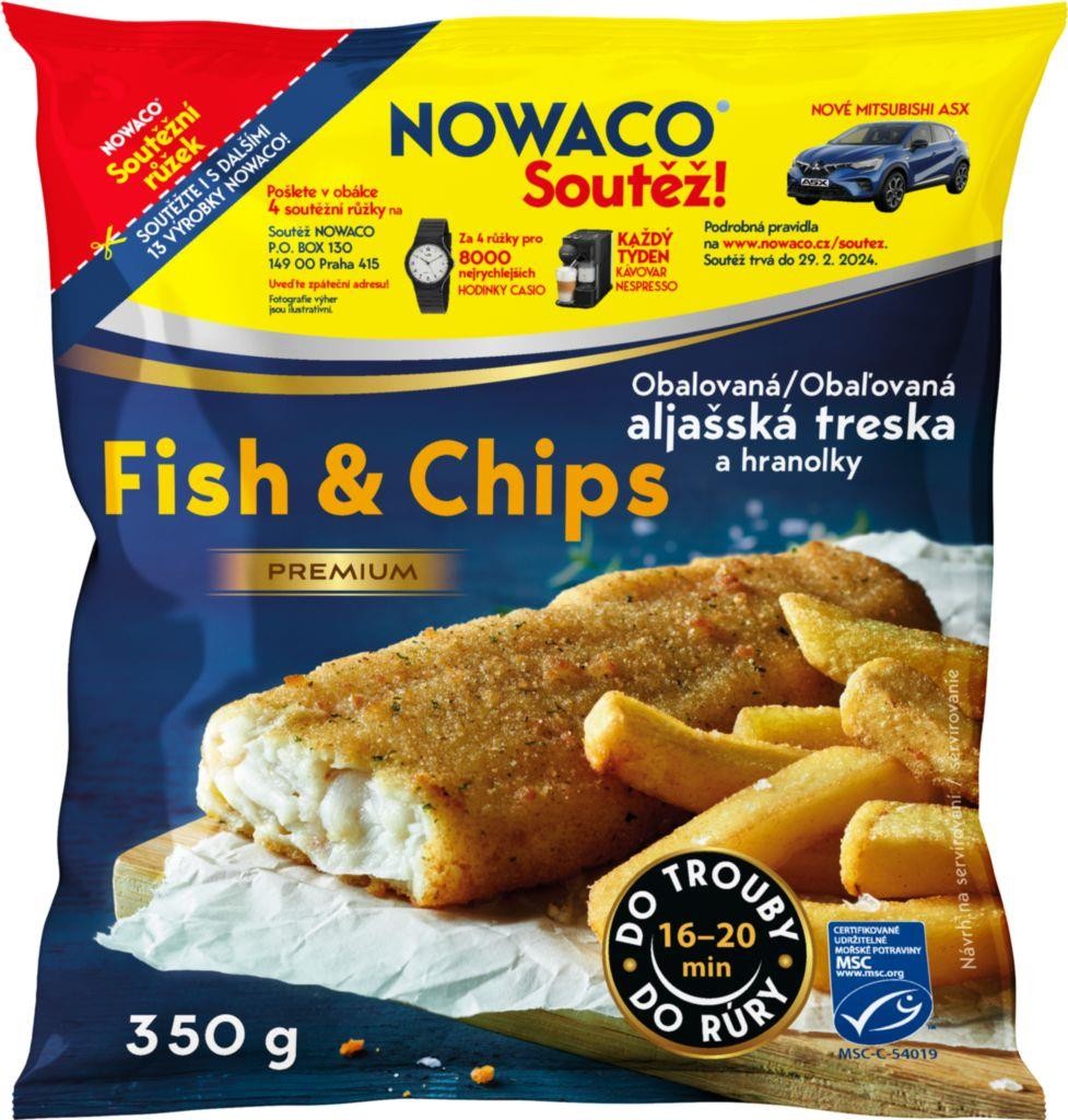 Mražené potraviny - Nowaco Fish & Chips MSC – obalovaná aljašská treska a hranolky  mražené 350g