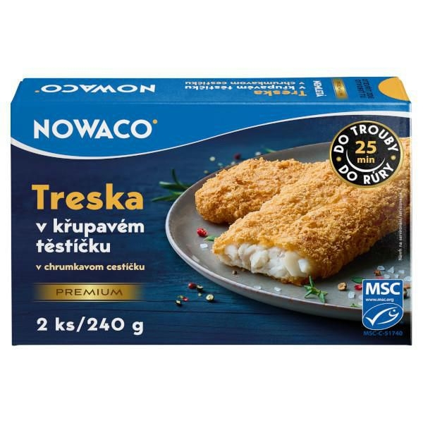 Mražené potraviny - Nowaco Treska v křupavém těstíčku MSC Premium mražená 240g