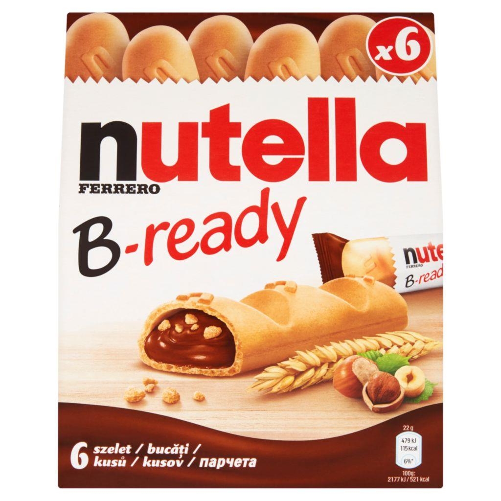 Trvanlivé potraviny - Nutella B-ready Křupavá oplatka plněná lískooříškovou pomazánkou s kakaem a křupkami 6x22 g