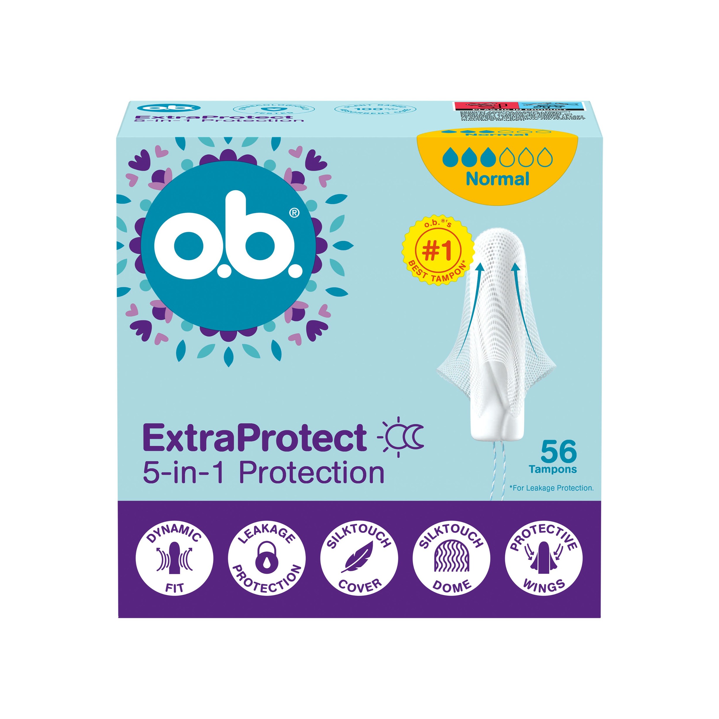 Drogerie a kosmetika - o.b. Extra Protect Normal 56 ks